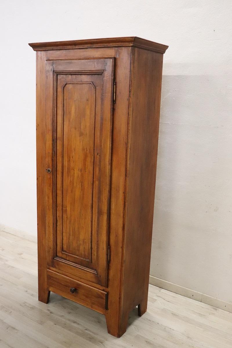 Late 19th Century Italian Rustic Antique Cabinet in Poplar Wood, Restored 1