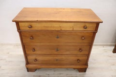 Late 19th Century Italian Solid Poplar Wood Antique Chest of Drawers