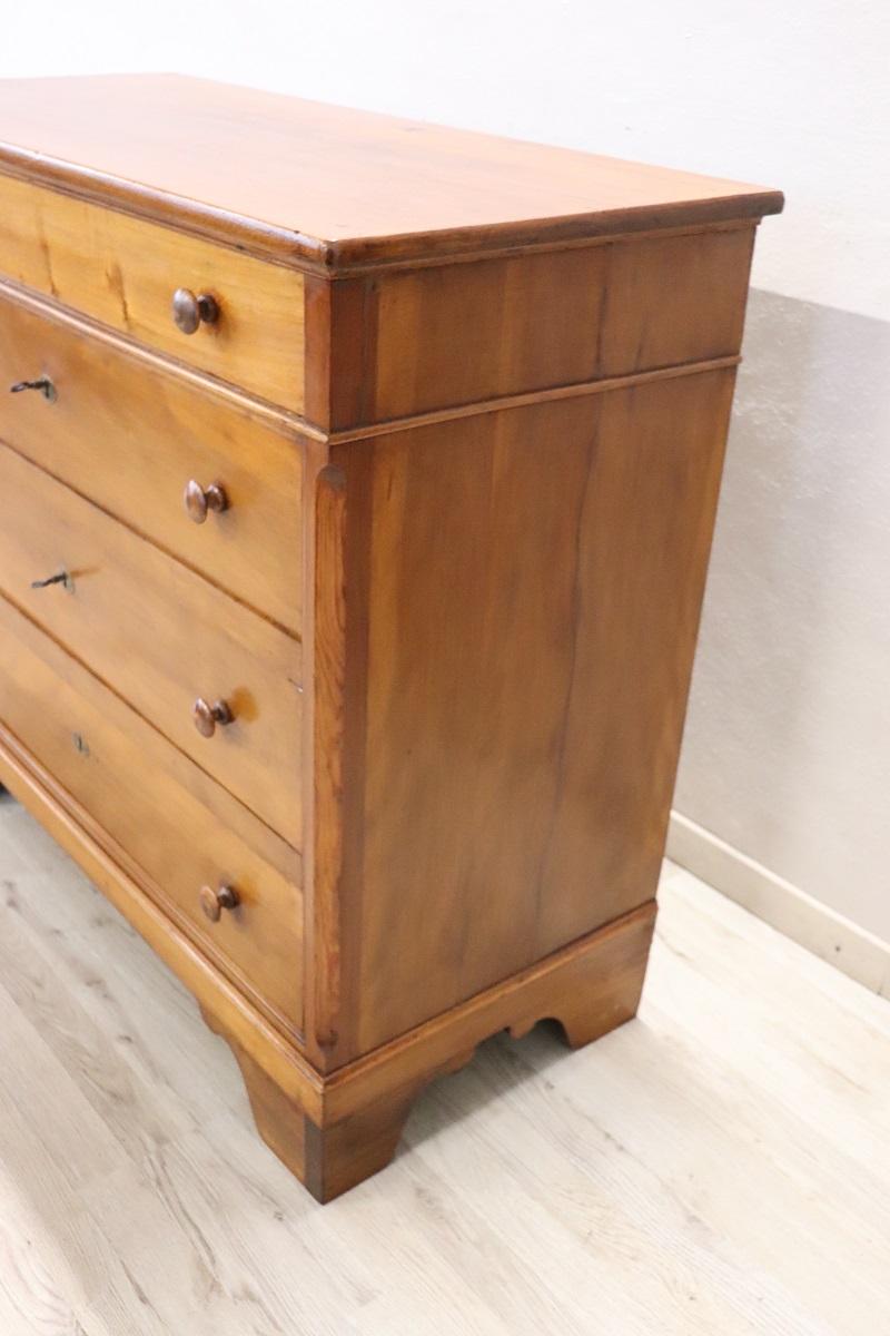 Late 19th Century Italian Solid Poplar Wood Antique Chest of Drawers 1