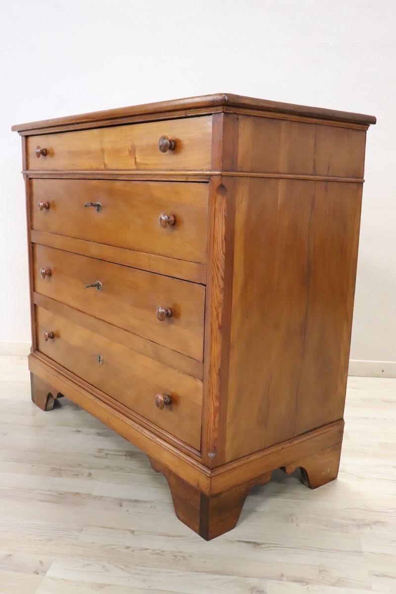 Late 19th Century Italian Solid Poplar Wood Antique Chest of Drawers 5