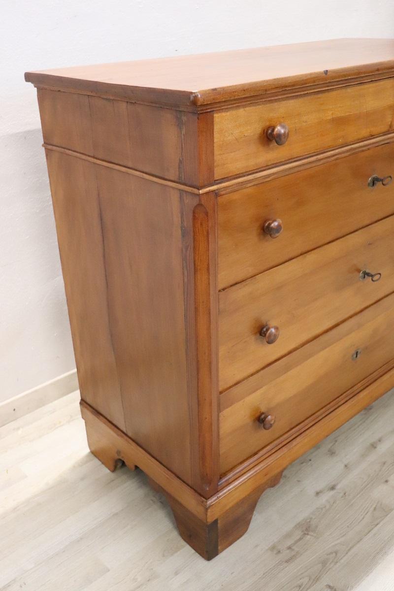 Late 19th Century Italian Solid Poplar Wood Antique Chest of Drawers 6