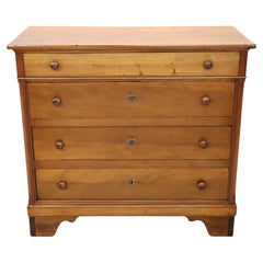 Late 19th Century Italian Solid Poplar Wood Antique Chest of Drawers