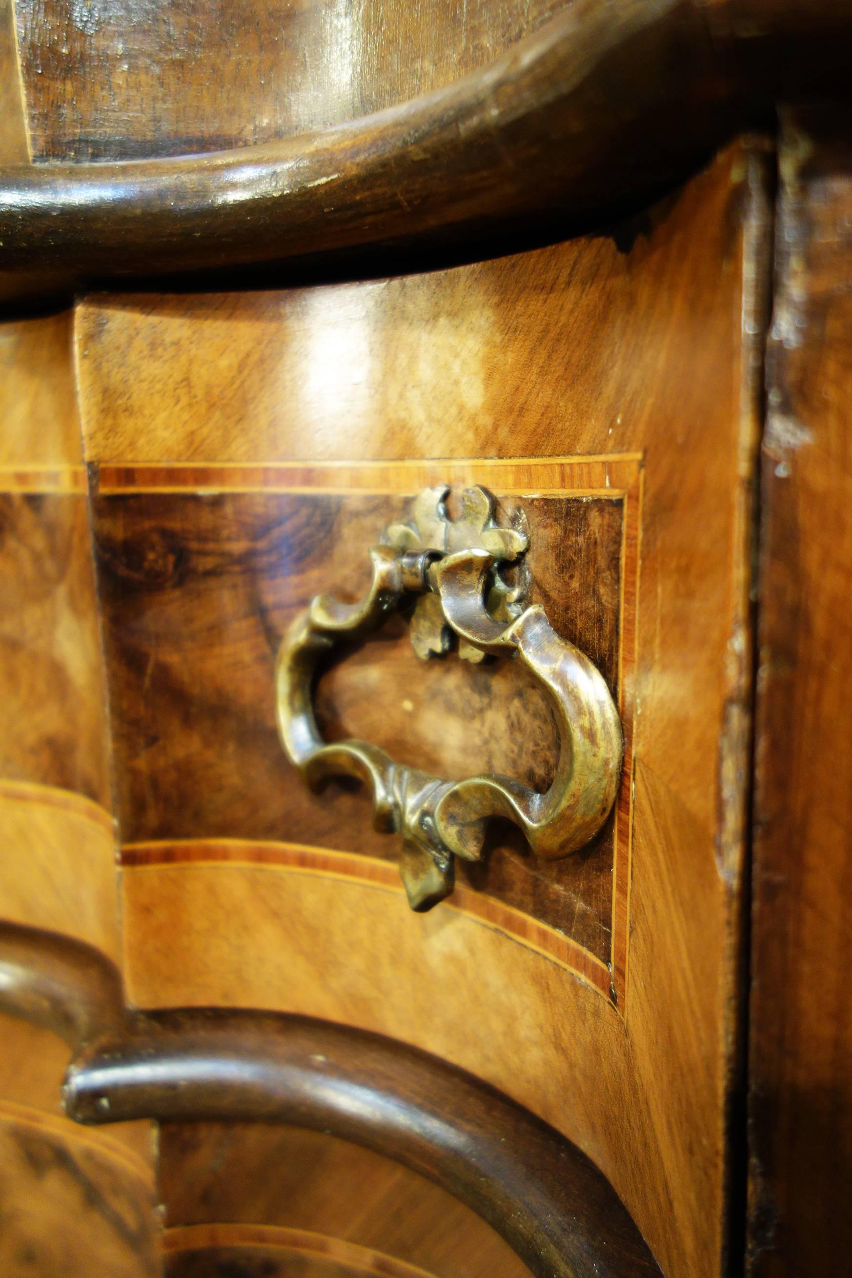 Late 19th Century Italian Walnut Burl Inlaid Louis XIV Secretary Drop Leaf Desk For Sale 8