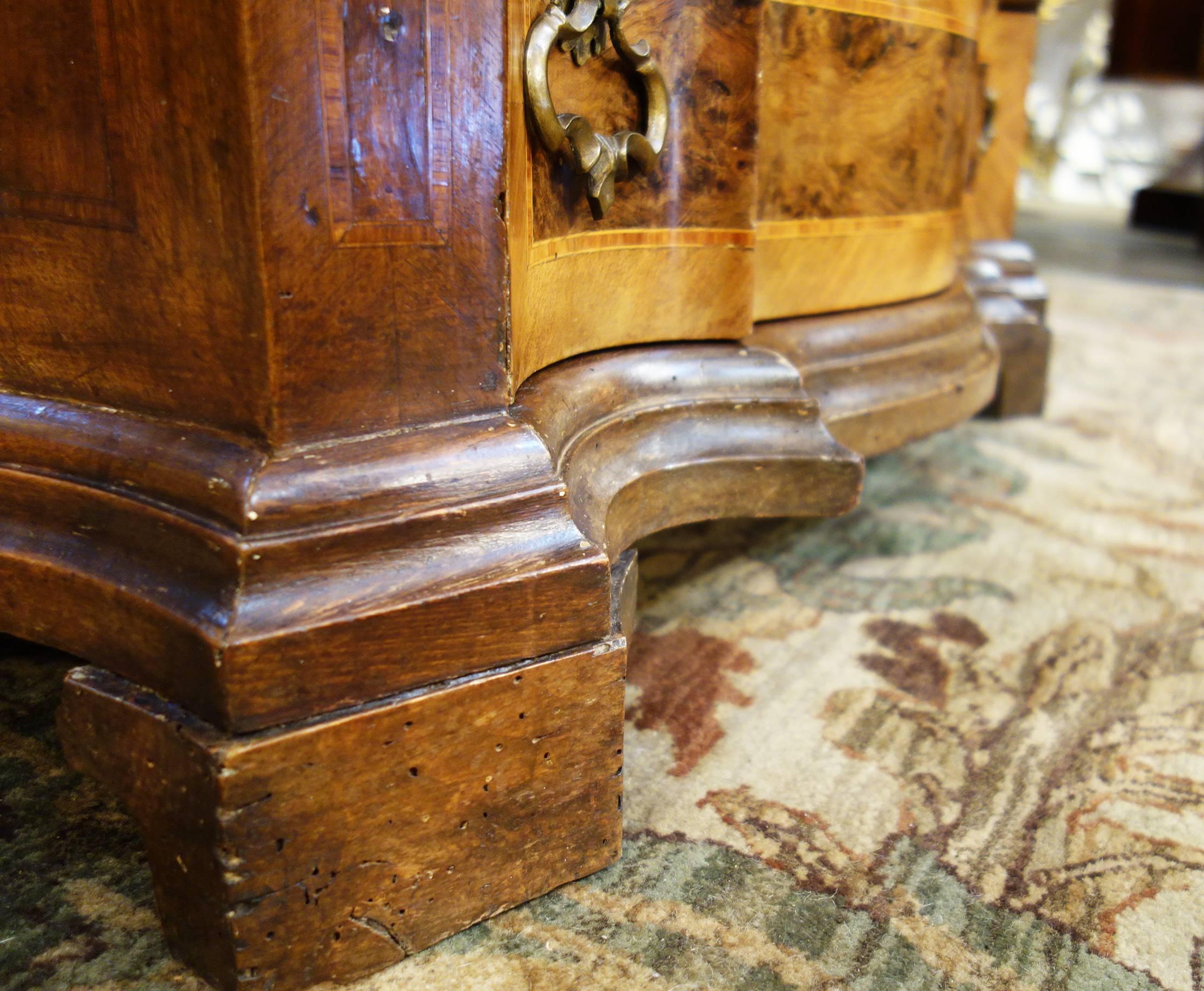 Late 19th Century Italian Walnut Burl Inlaid Louis XIV Secretary Drop Leaf Desk For Sale 11