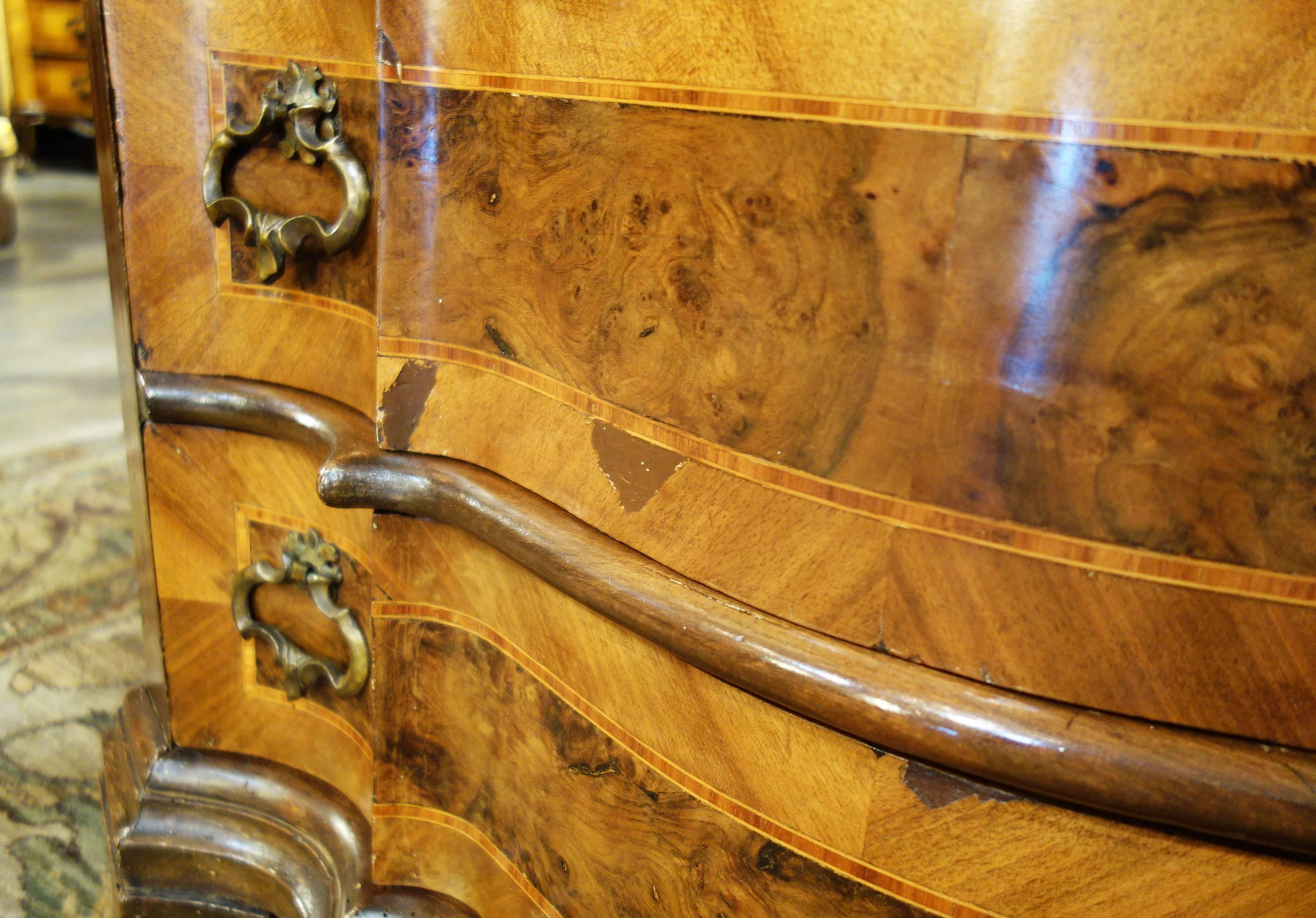 Late 19th Century Italian Walnut Burl Inlaid Louis XIV Secretary Drop Leaf Desk For Sale 15