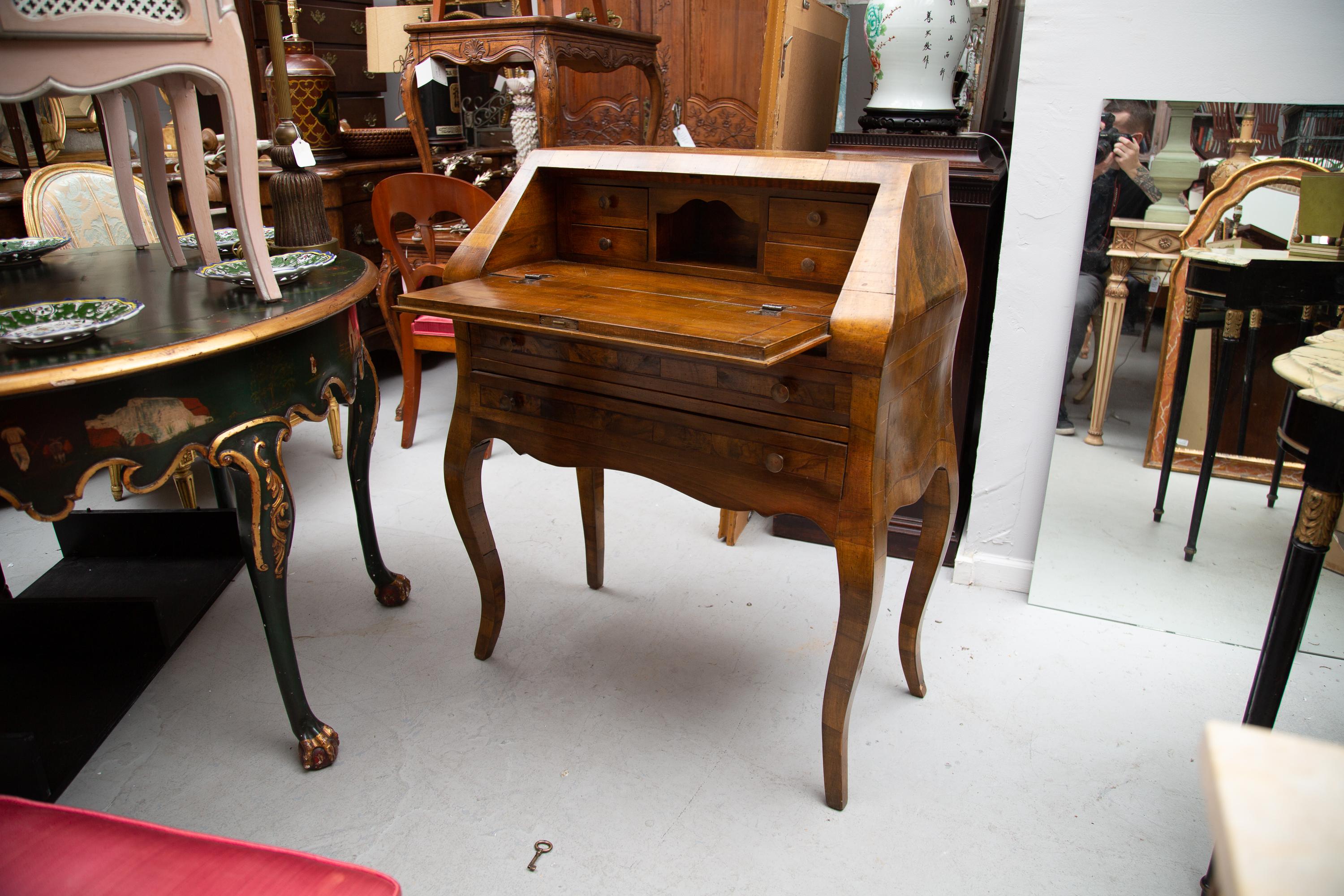 Late 19th Century Italian Walnut Drop Front Desk For Sale 1