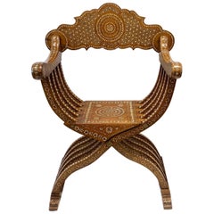 Antique Late 19th Century Italian Walnut Folding Savonarola Chair
