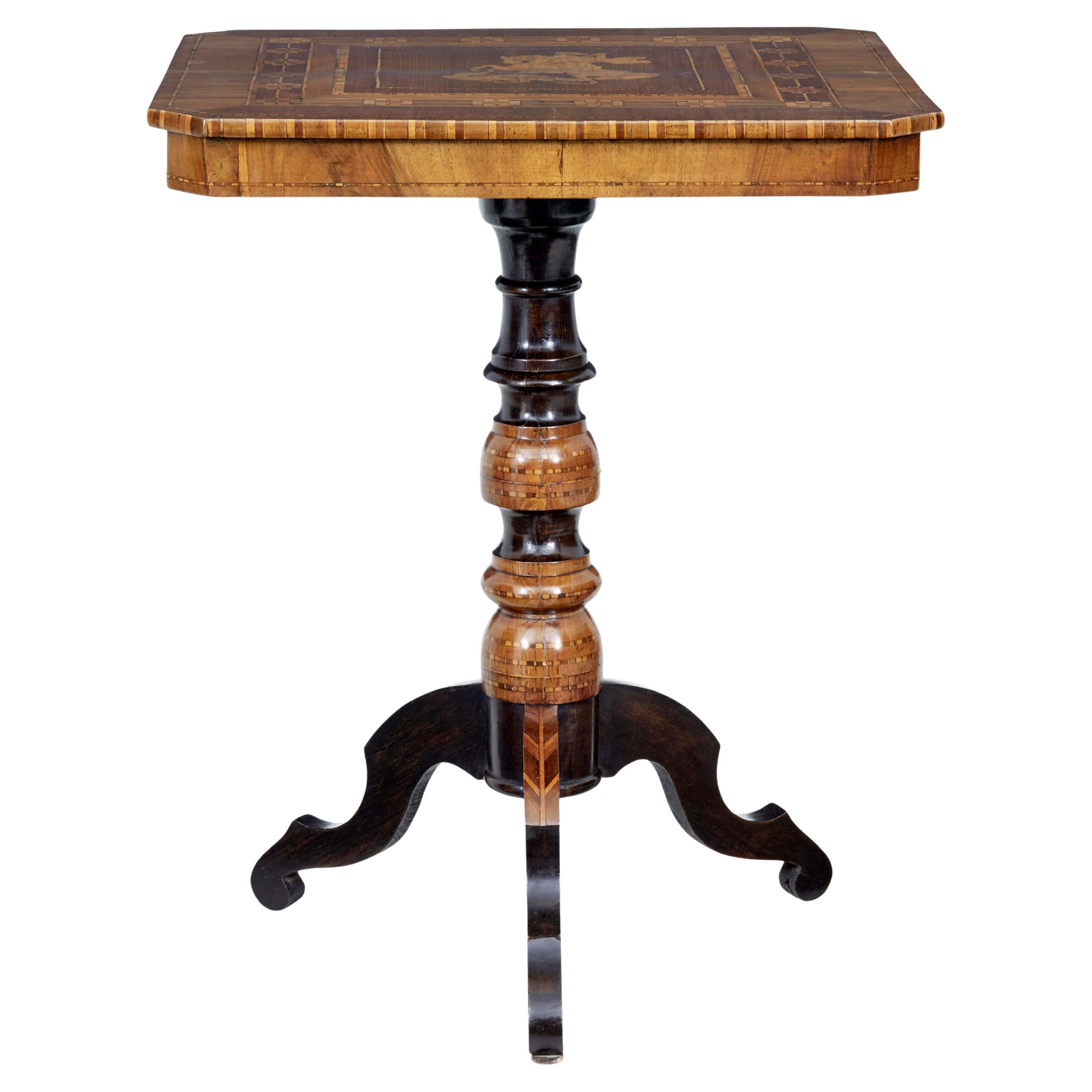 Late 19th century Italian walnut sorrento occasional table For Sale