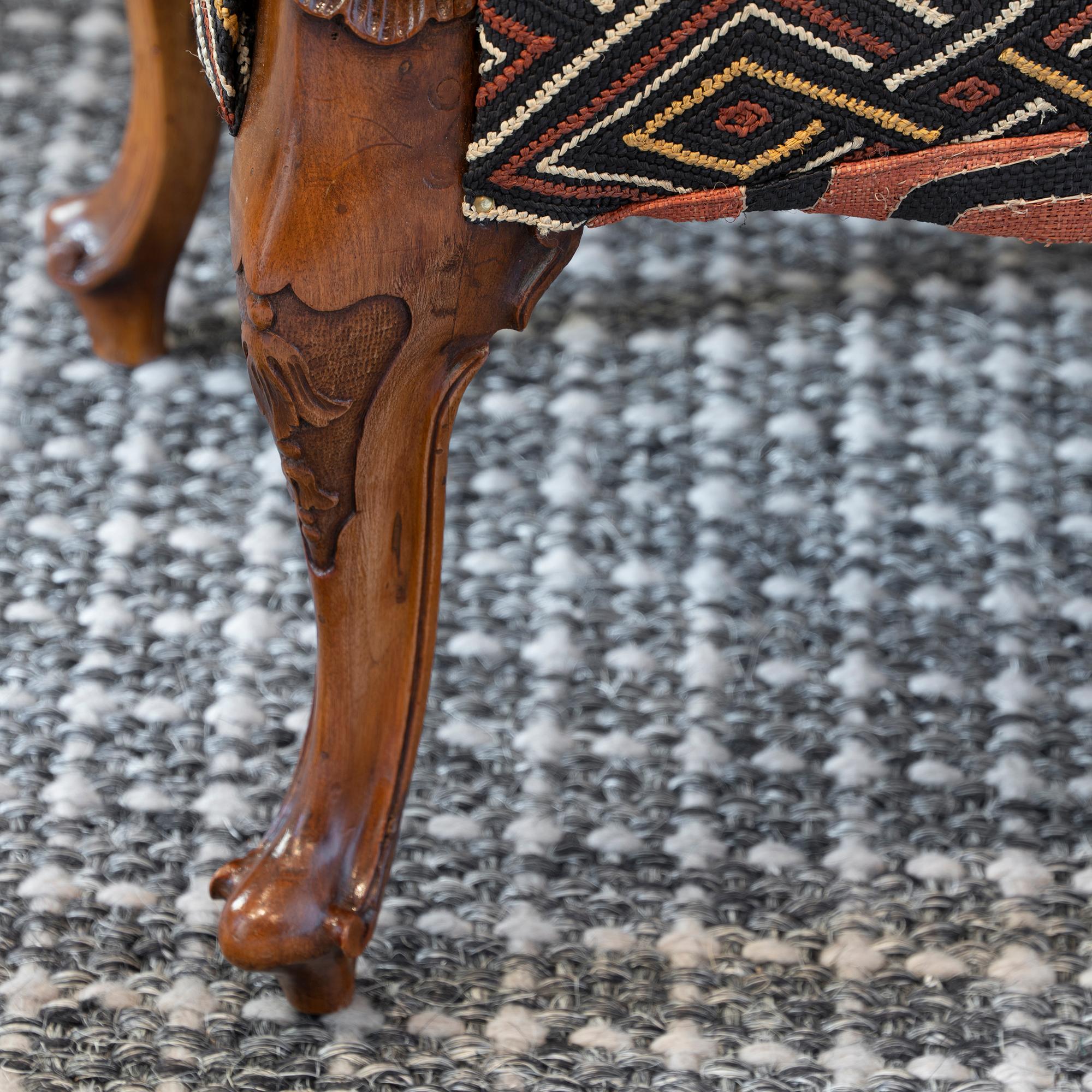 Late 19th Century Italian Walnut Stools African Woven Upholstery 7
