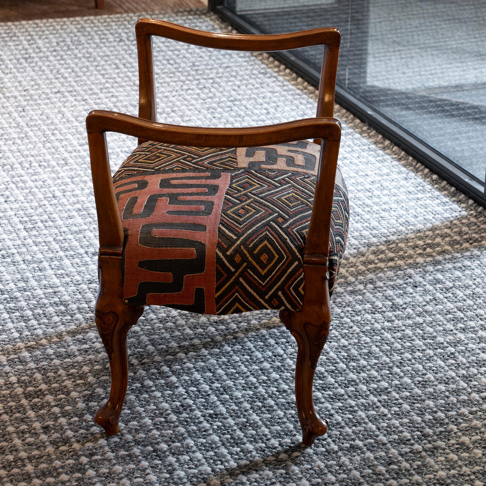 Late 19th Century Italian Walnut Stools African Woven Upholstery 1