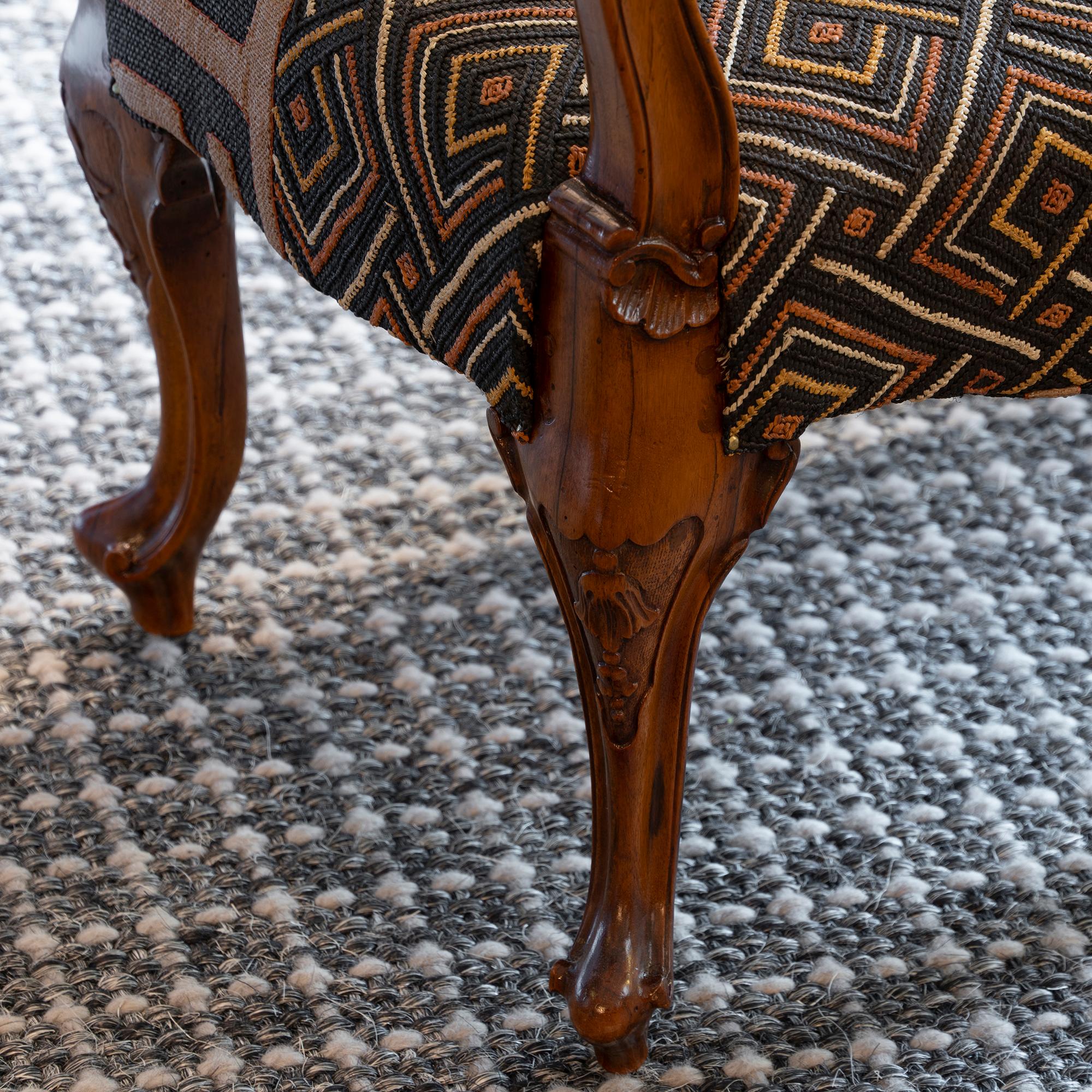 Late 19th Century Italian Walnut Stools African Woven Upholstery 3