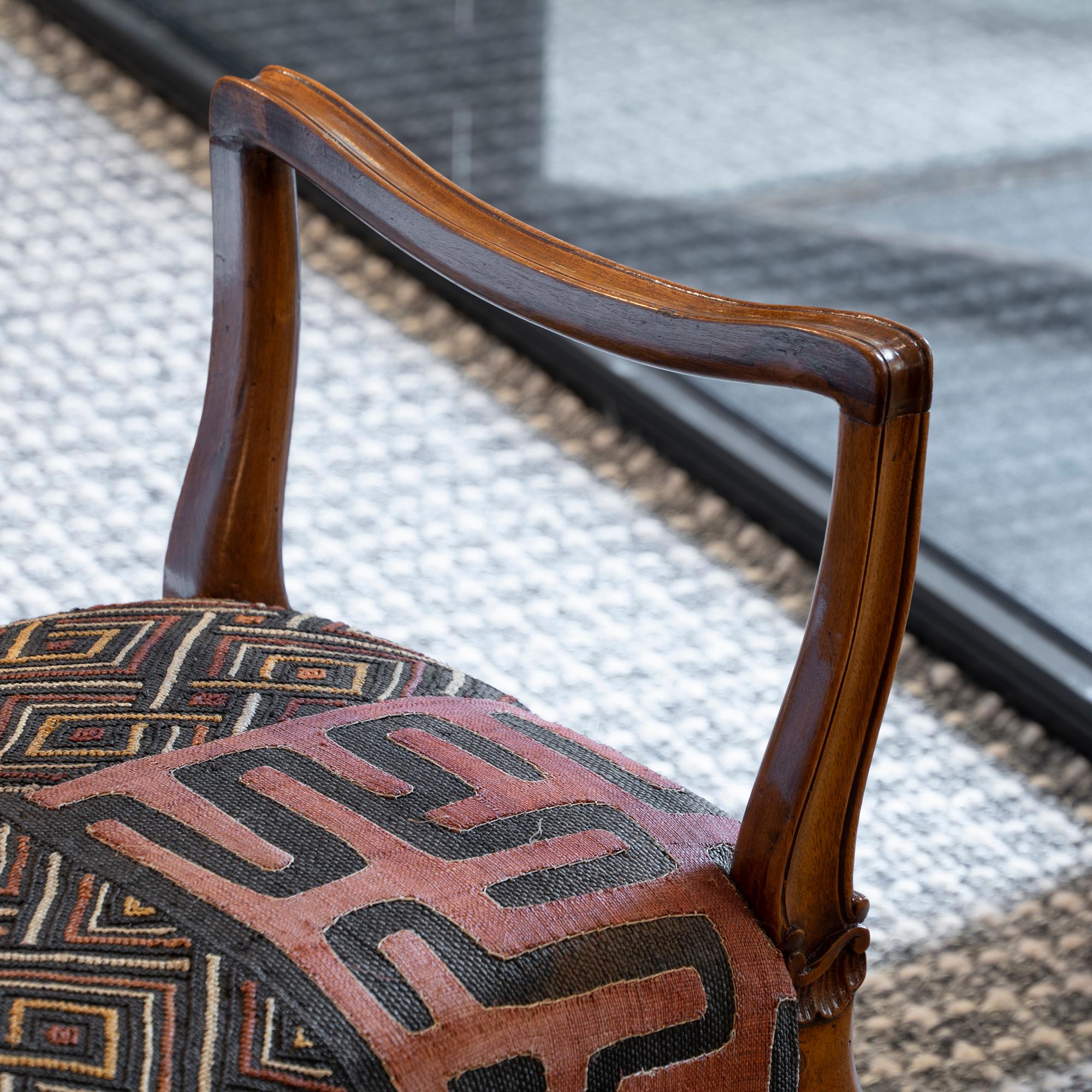 Late 19th Century Italian Walnut Stools African Woven Upholstery 4