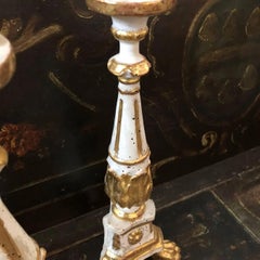 Late 19th Century Italian White and Gold Hand Painted Wood Torcheres, Set of 3