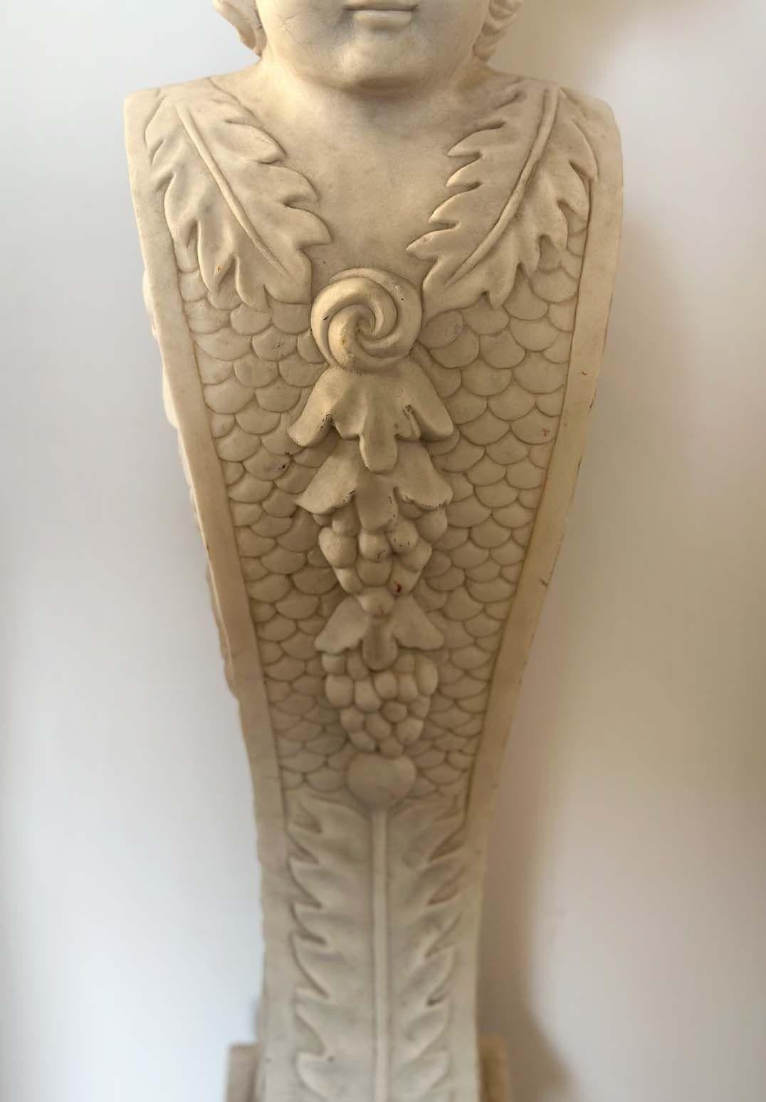 Late 19th Century Italian White Marble Pedestal In Good Condition For Sale In Los Angeles, CA