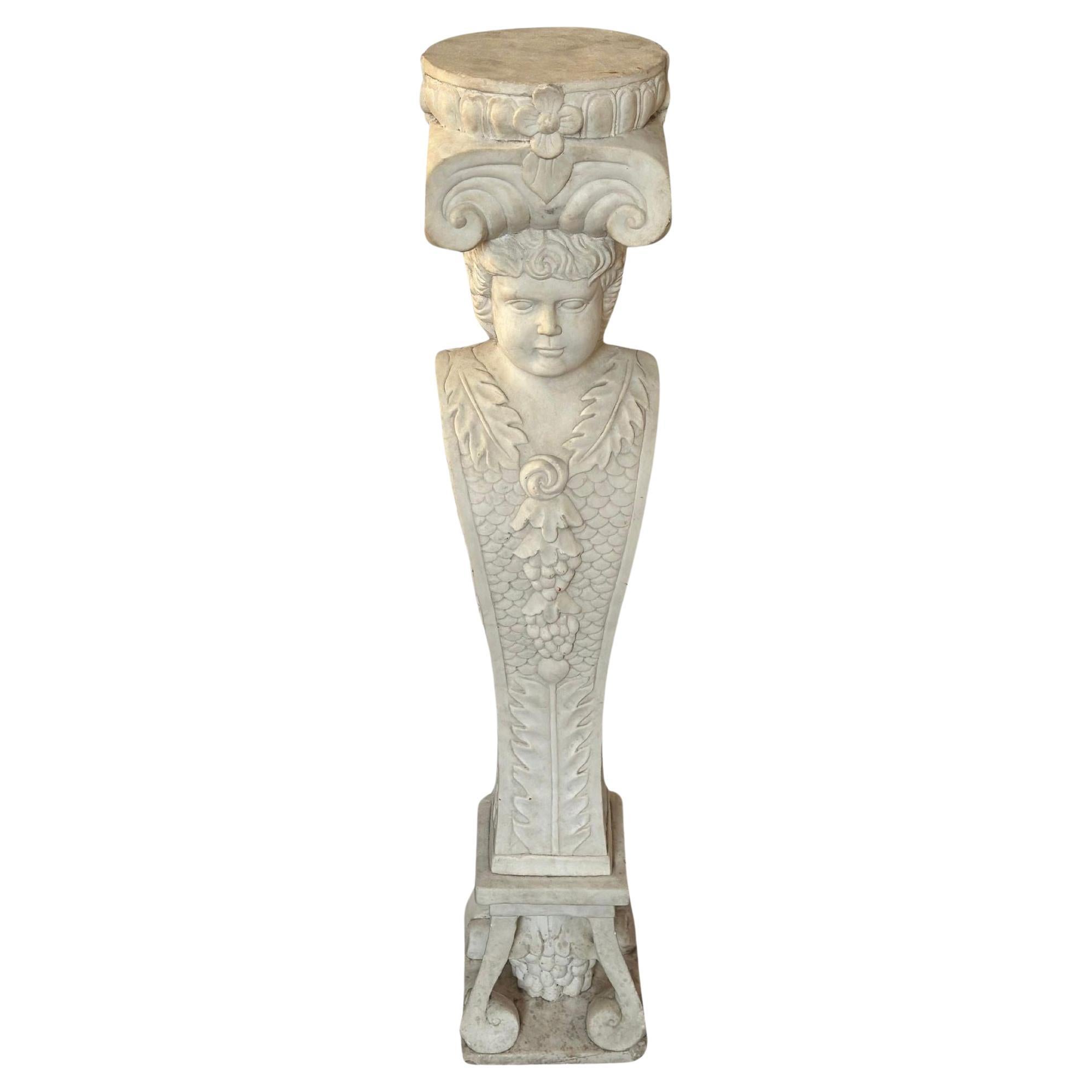 Late 19th Century Italian White Marble Pedestal For Sale