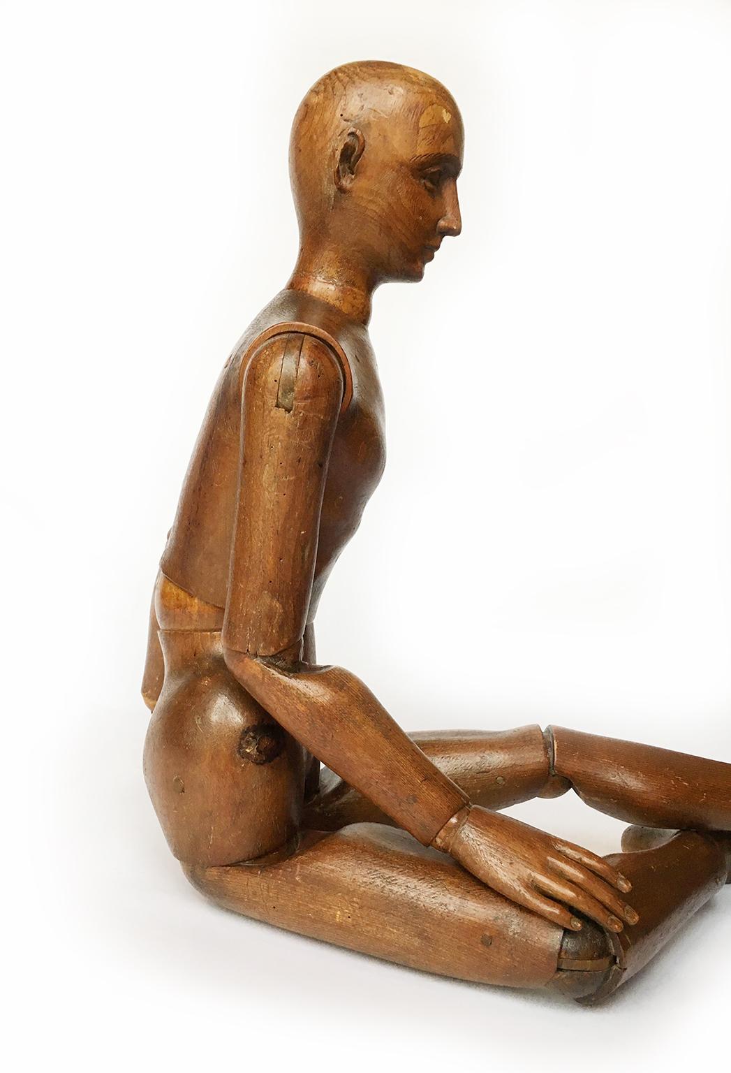 Carved Late 19th Century Italian Wood Mannequin, circa 1880 For Sale