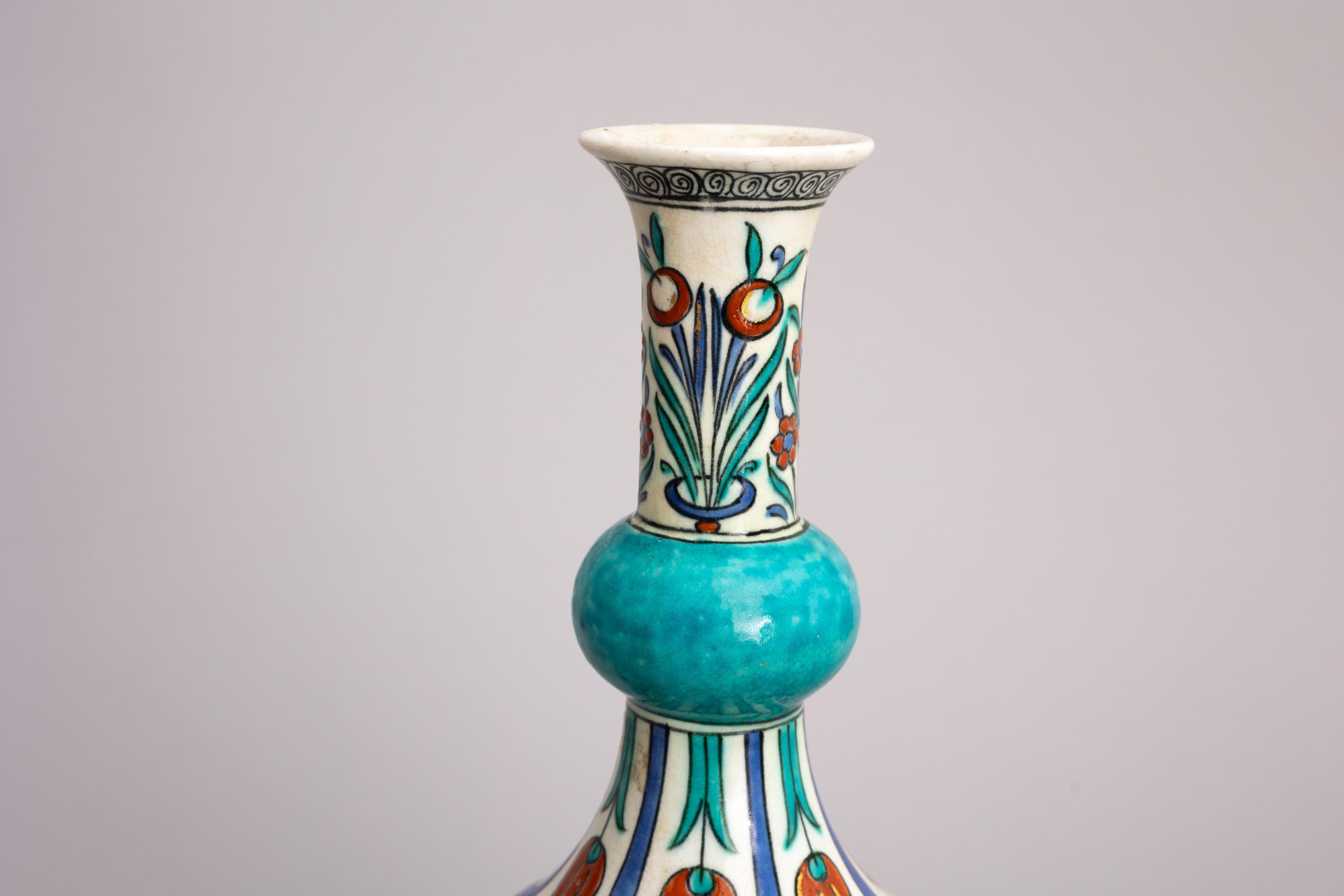 Ceramic Late 19th-Century Iznik-Style Vase by Samson For Sale