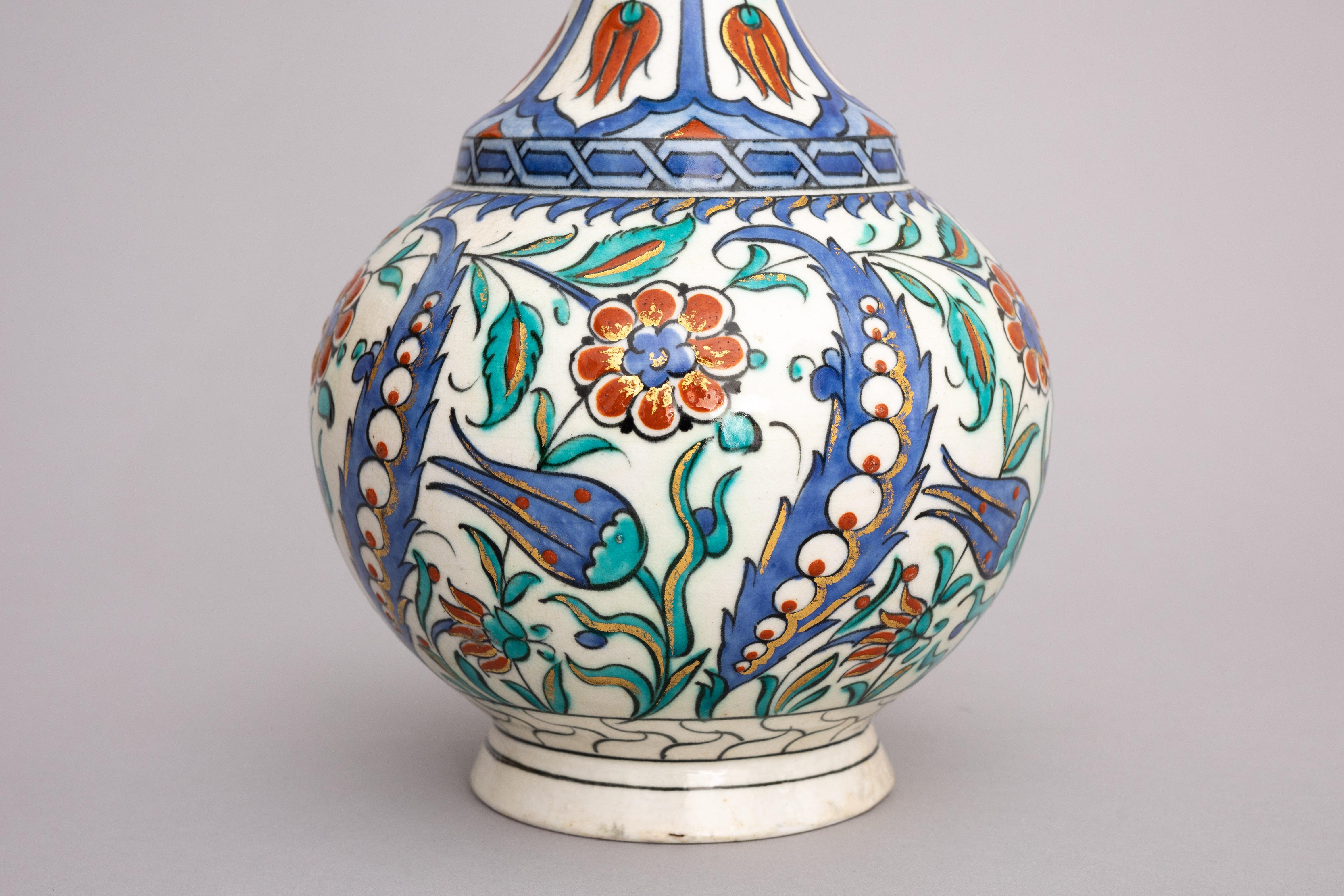 British Late 19th-Century Iznik-Style Vase by Samson For Sale