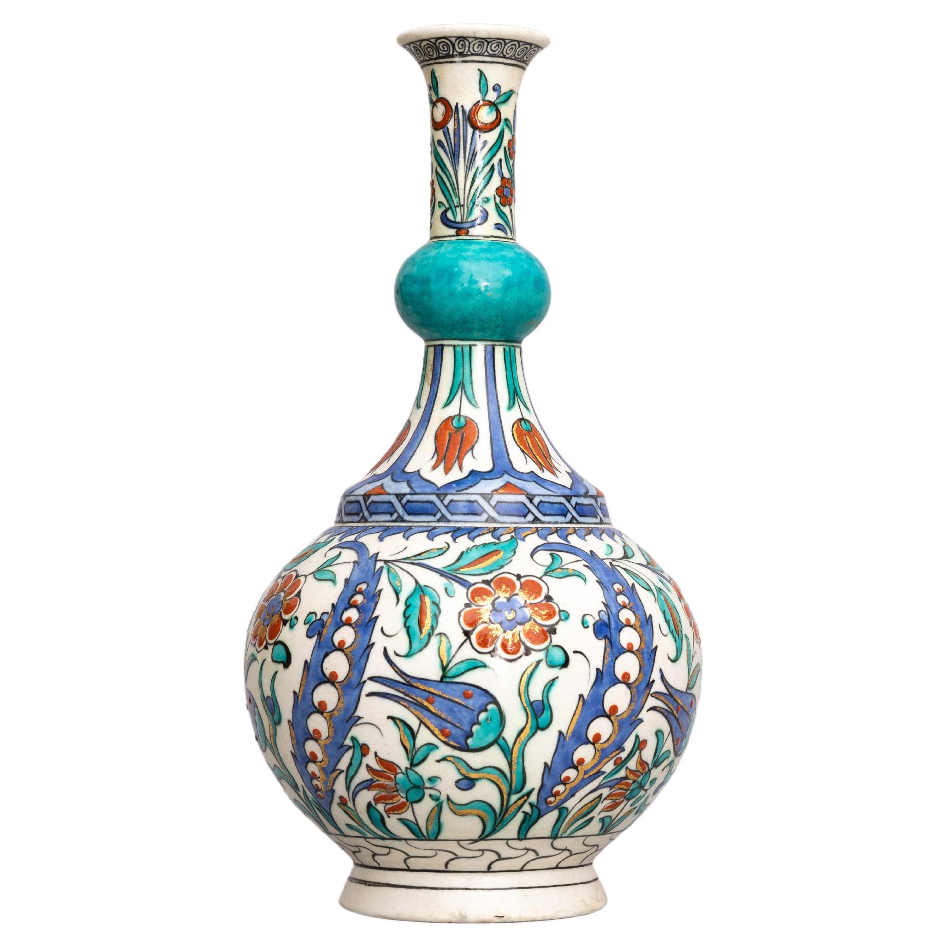 Late 19th-Century Iznik-Style Vase by Samson