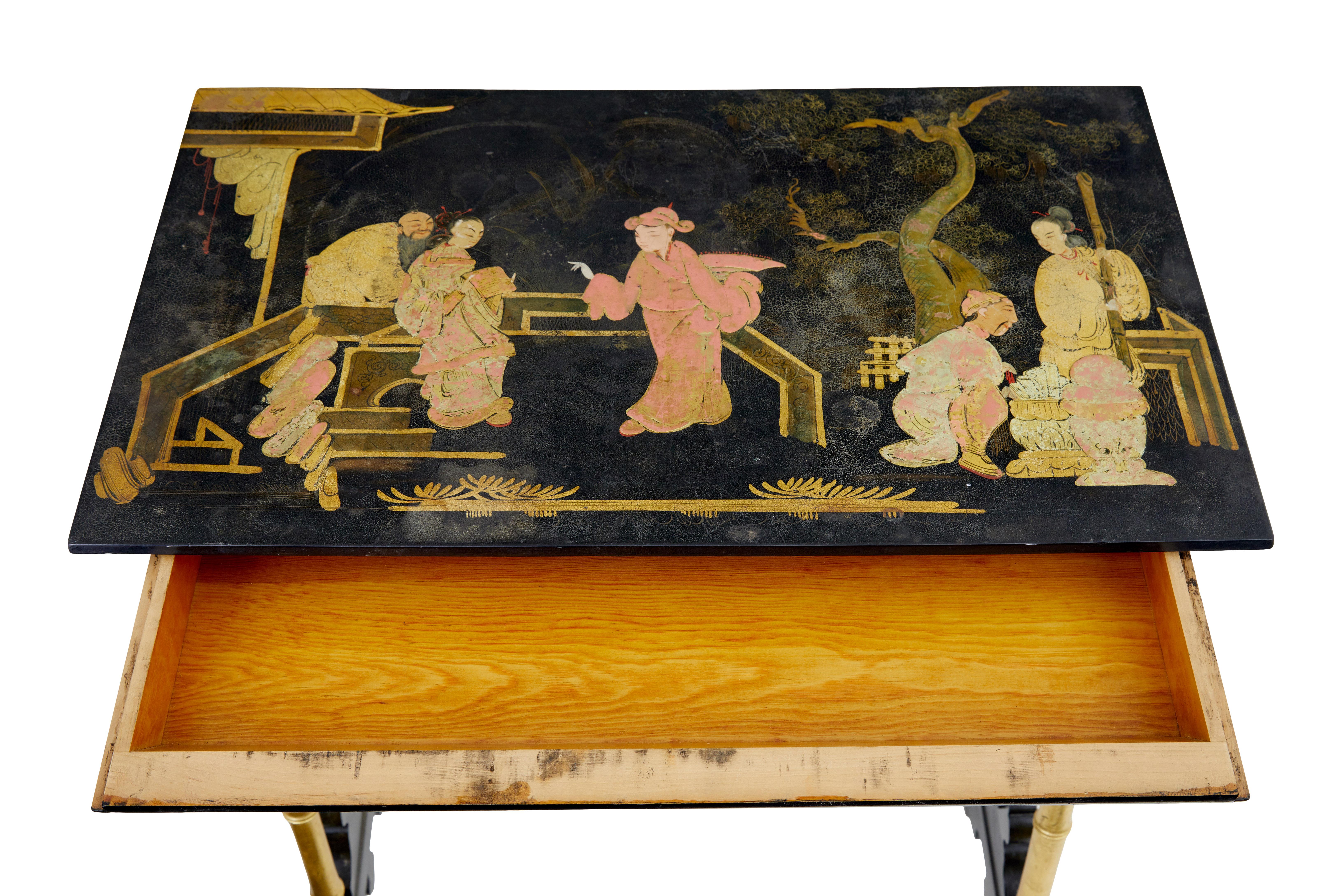 Wood Late 19th Century Japanese Black Lacquer and Gilt Occasional Table For Sale