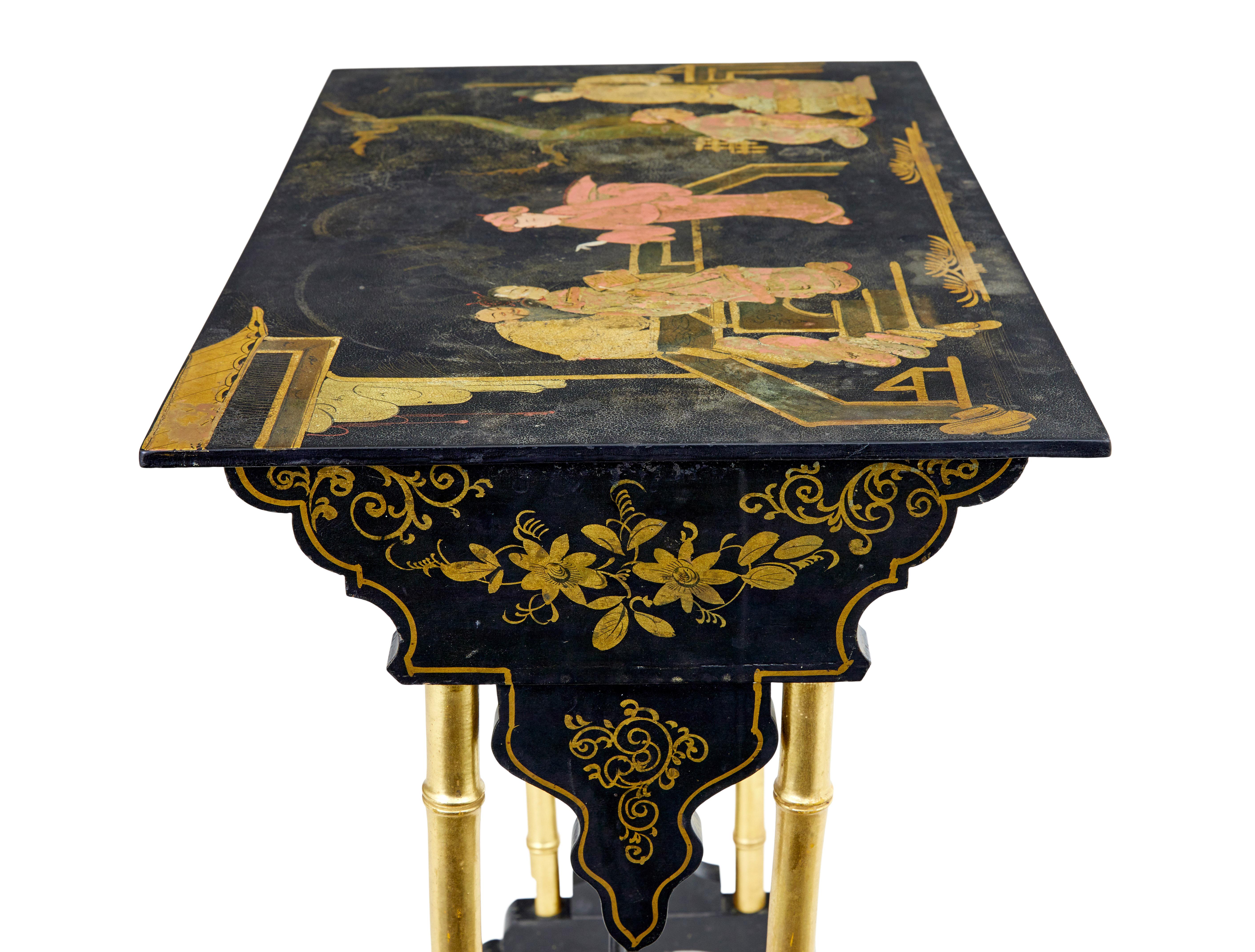 Late 19th Century Japanese Black Lacquer and Gilt Occasional Table For Sale 1