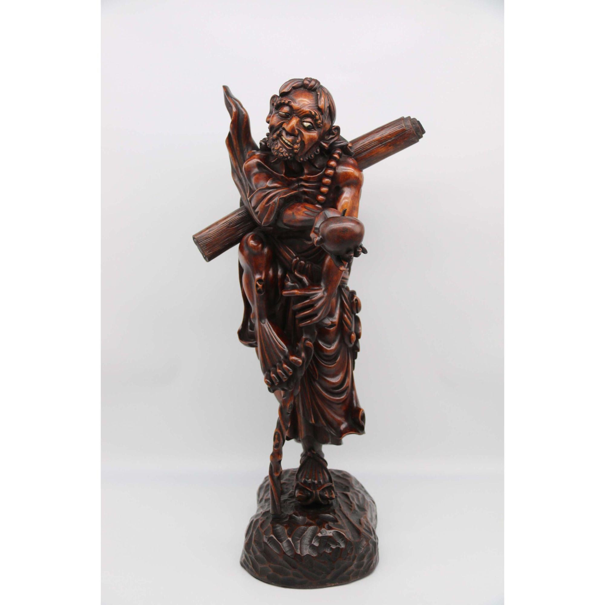 Late 19th Century Japanese Carved Hardwood Okimono of a Man, circa 1890 For Sale 6