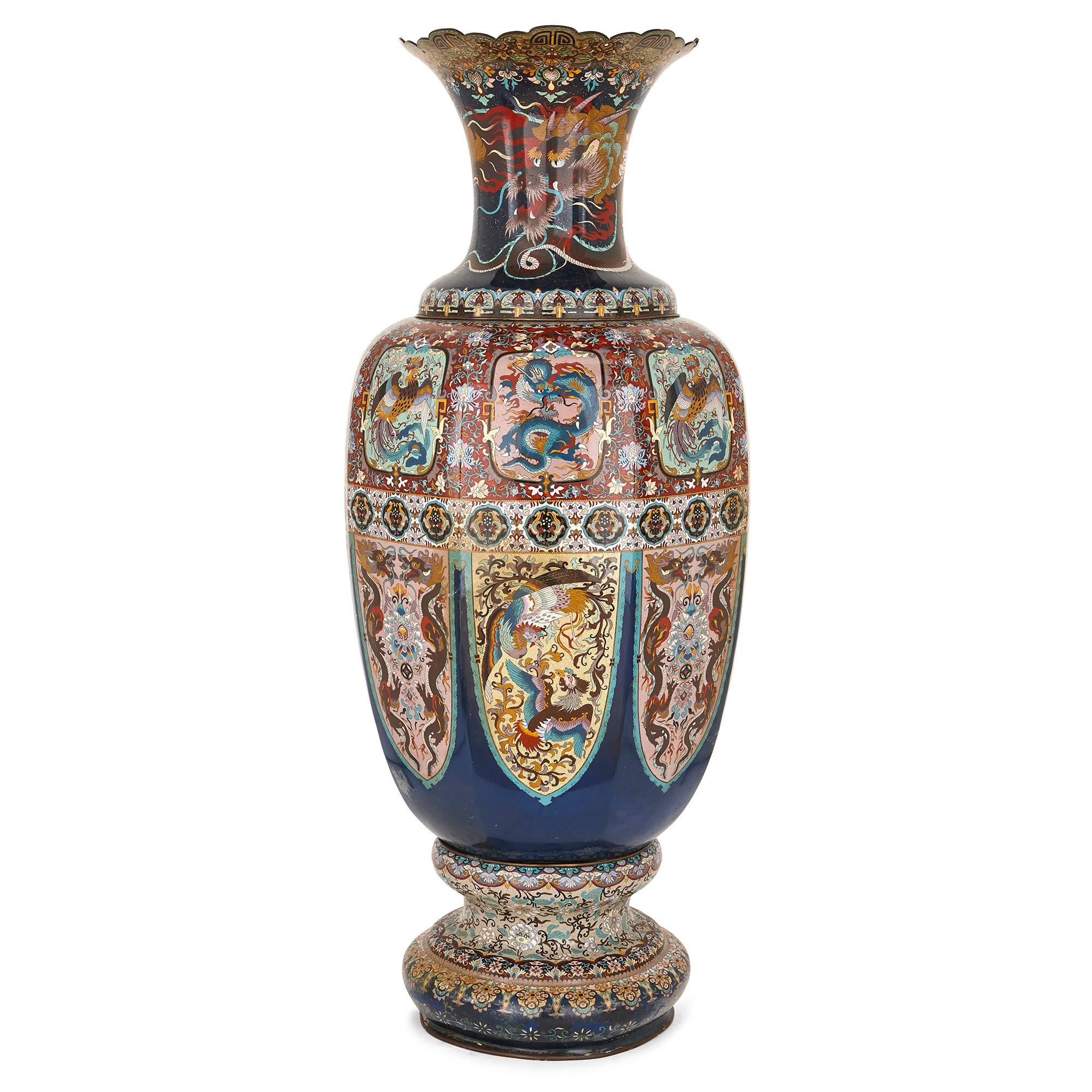 Late 19th Century Japanese Cloisonne Enamel 'Dragon' Vase