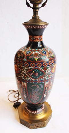Late 19th century Japanese Cloisonne Vase Mounted as a Lamp