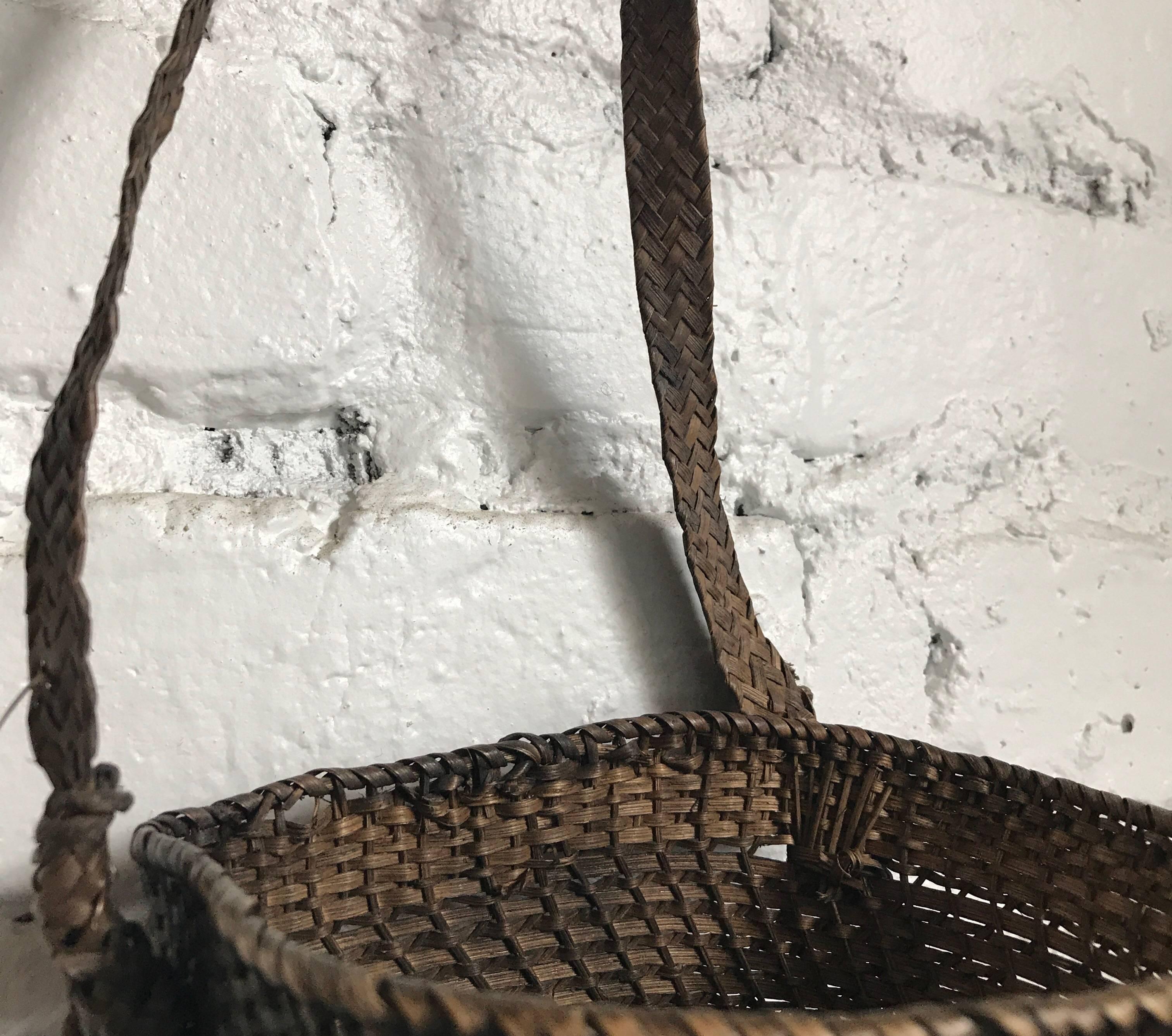 Late 19th Century Japanese Hand-Woven Basket with Woven Strap 7