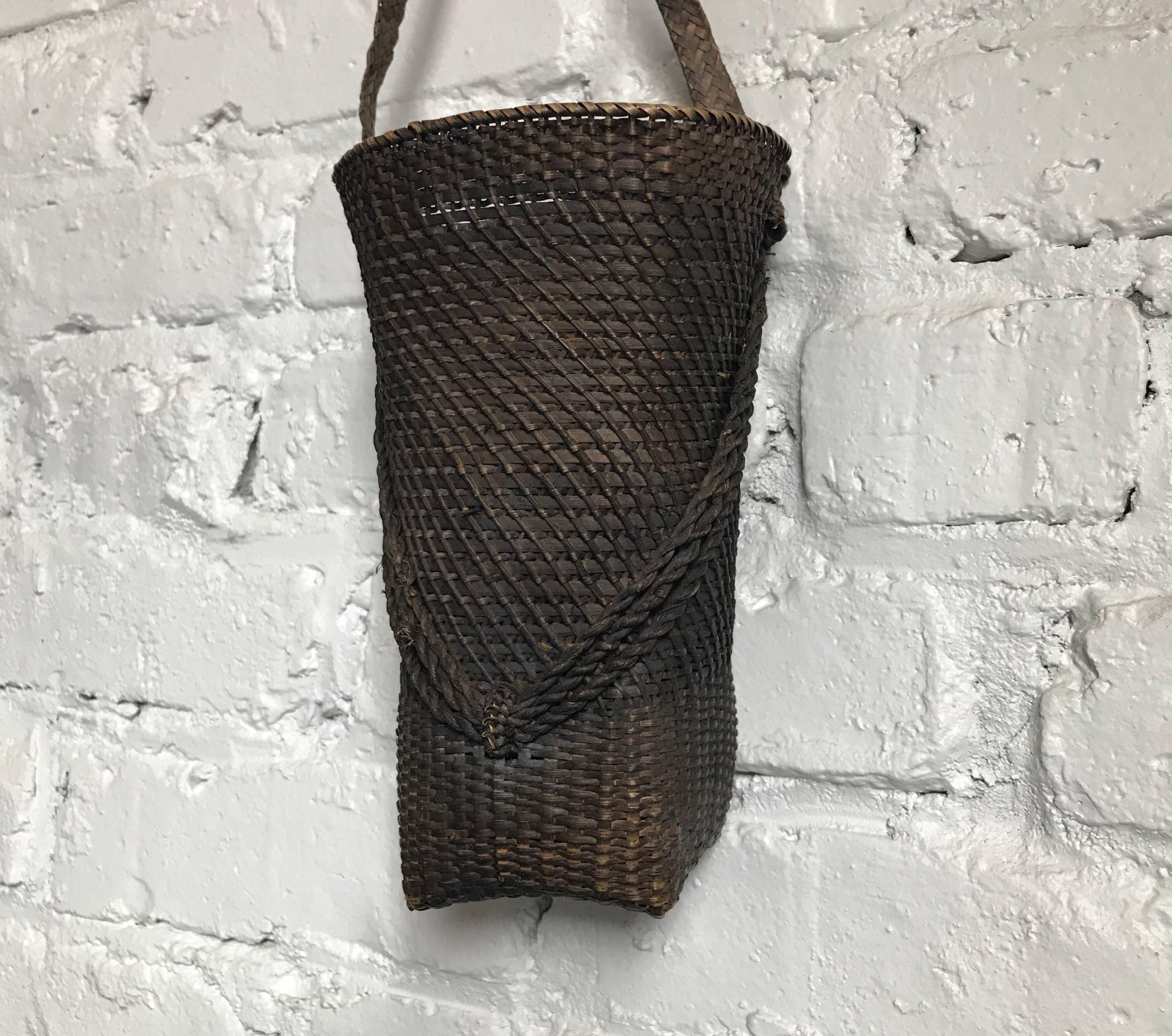 Late 19th Century Japanese Hand-Woven Basket with Woven Strap 10