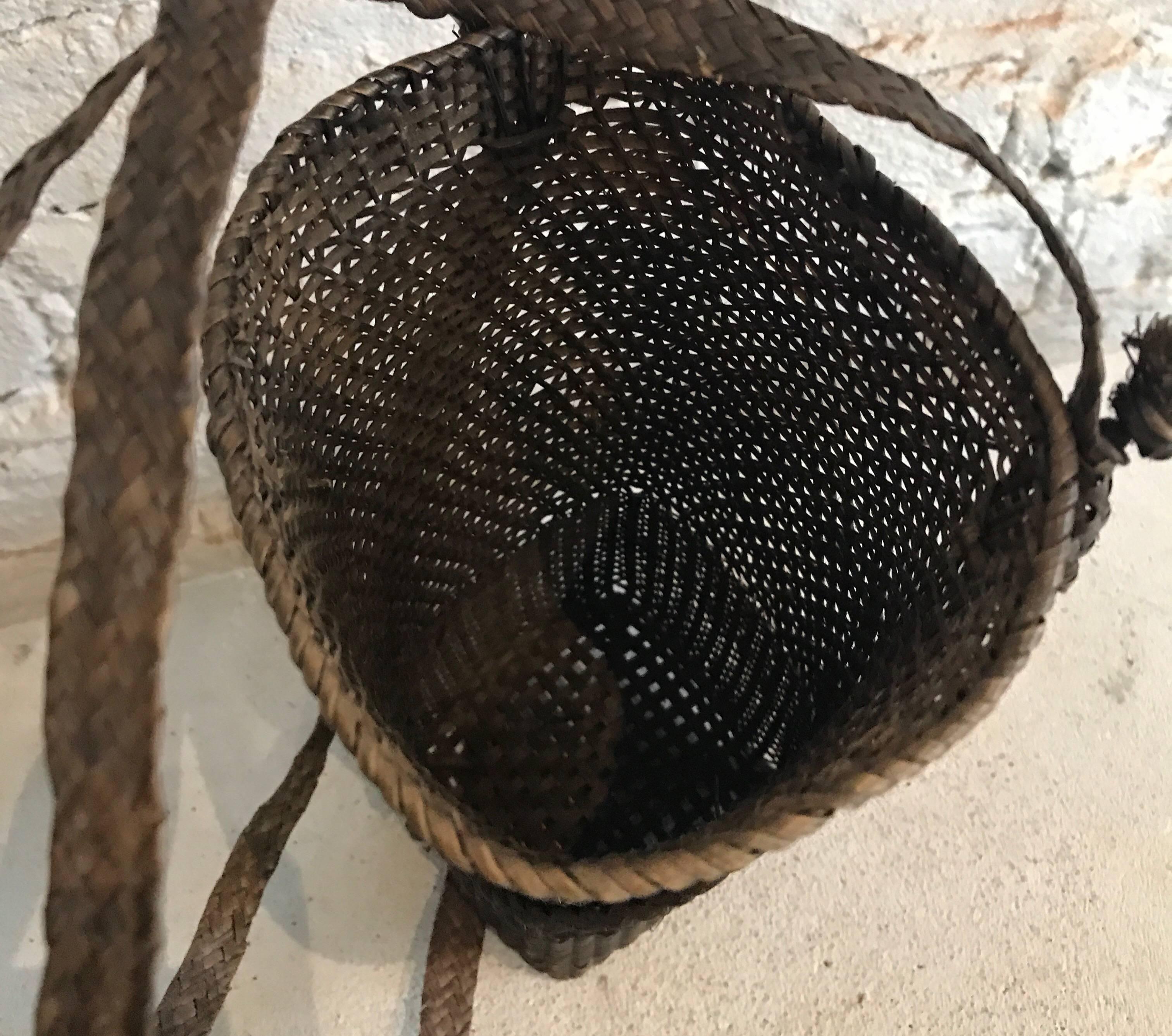Late 19th Century Japanese Hand-Woven Basket with Woven Strap 12