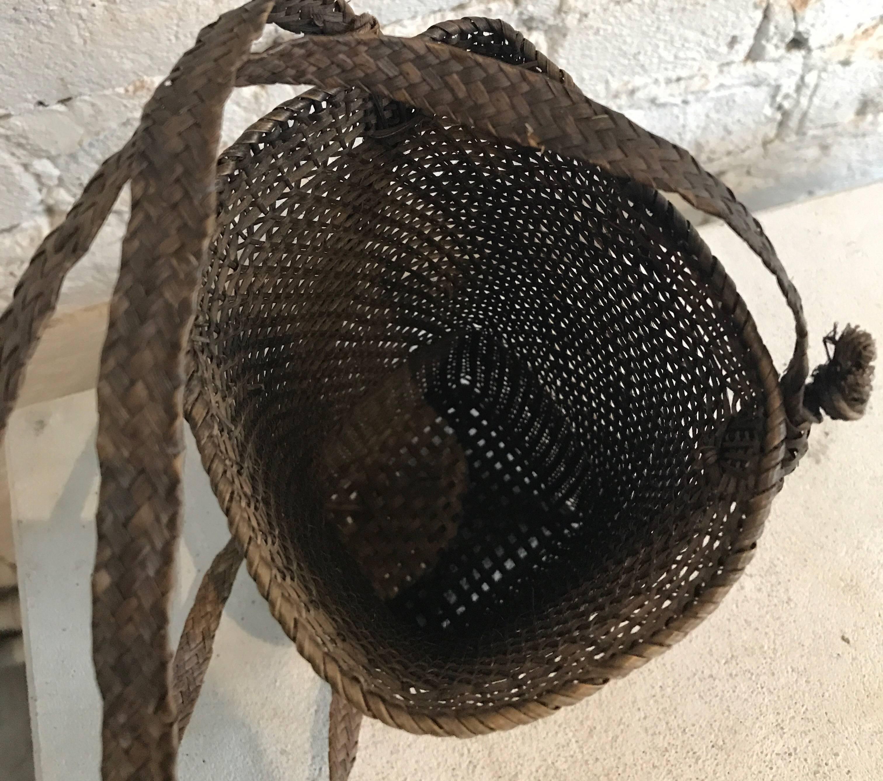 Late 19th Century Japanese Hand-Woven Basket with Woven Strap 13