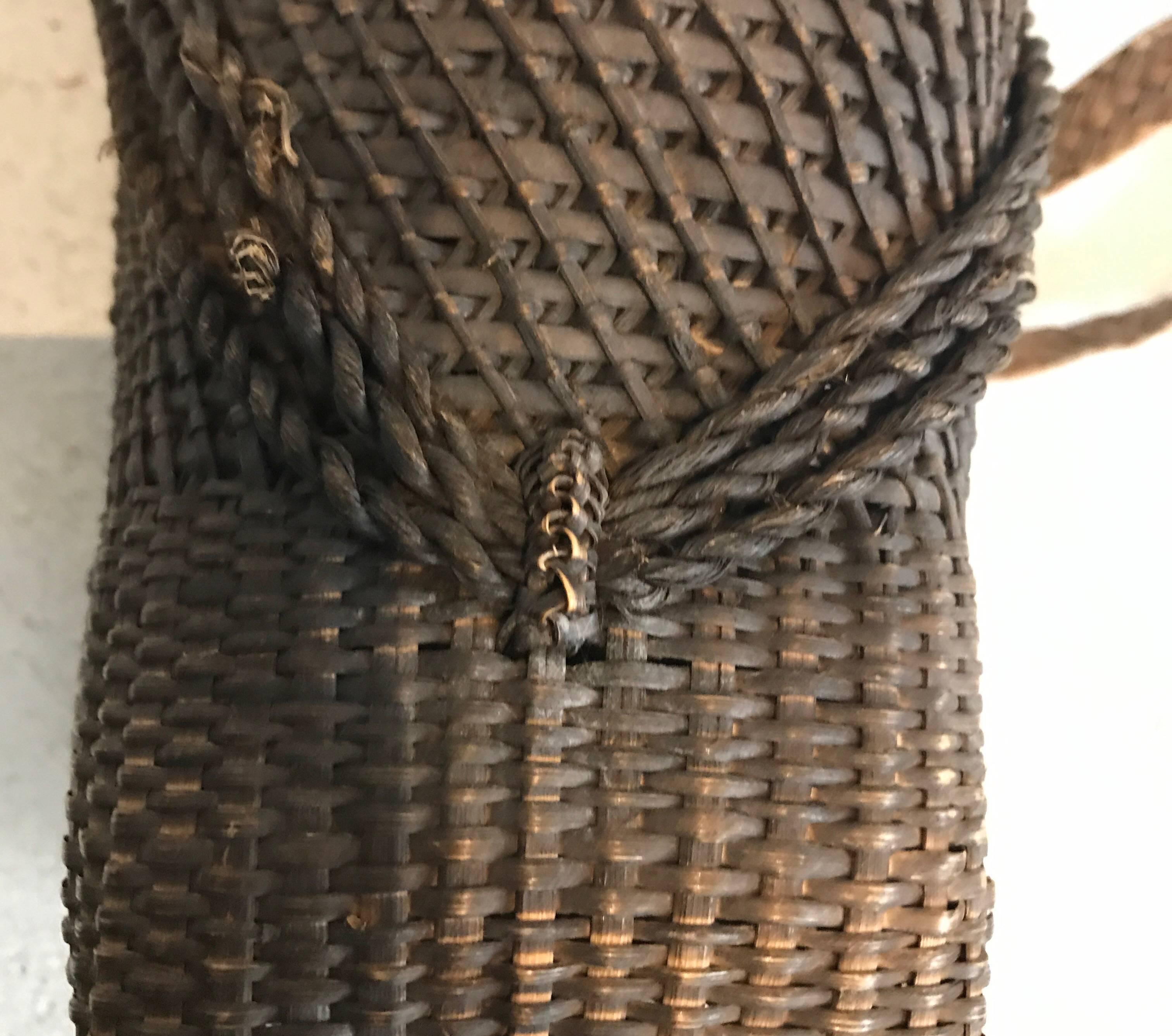 Late 19th Century Japanese Hand-Woven Basket with Woven Strap 14
