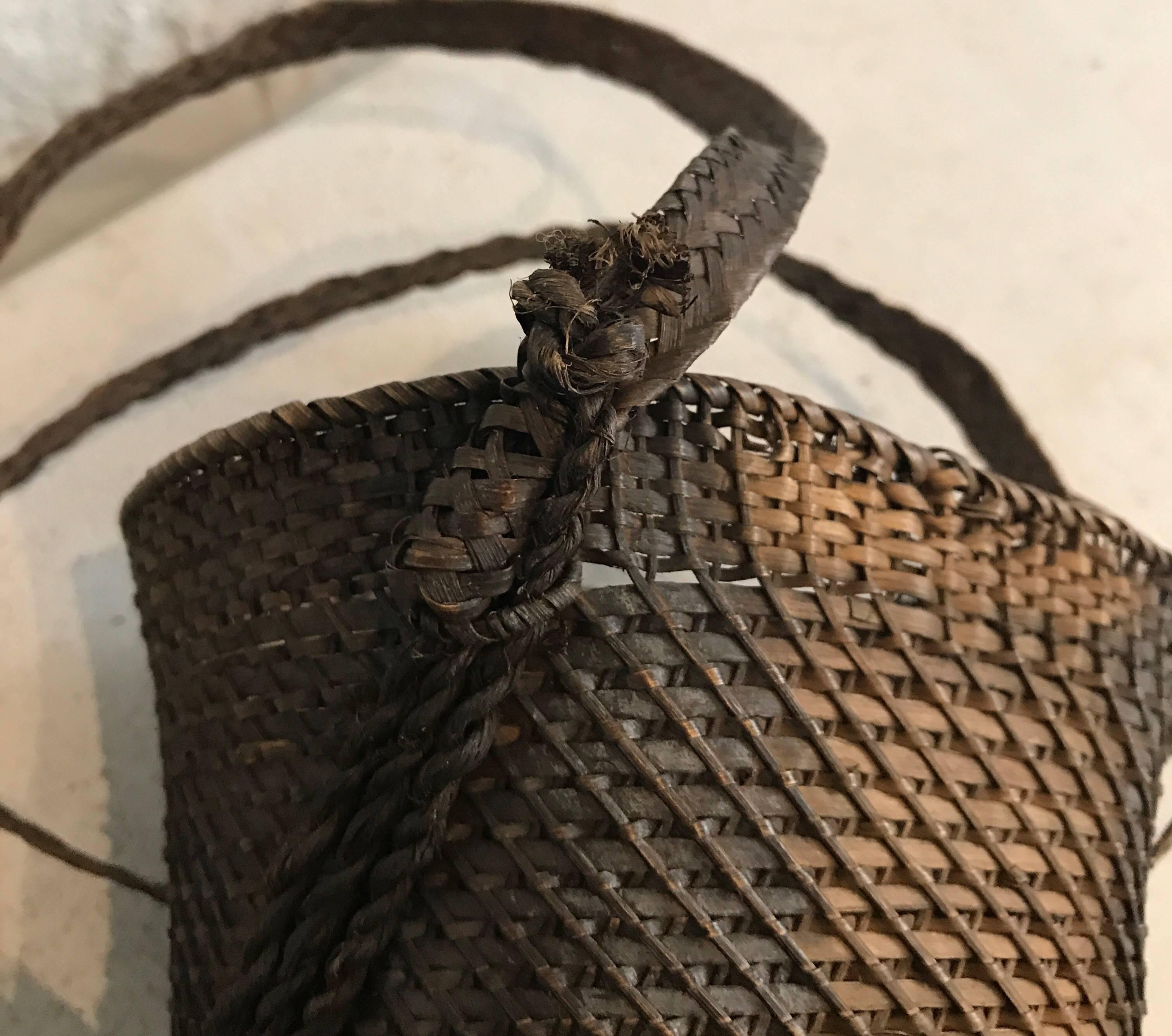 Late 19th Century Japanese Hand-Woven Basket with Woven Strap 16