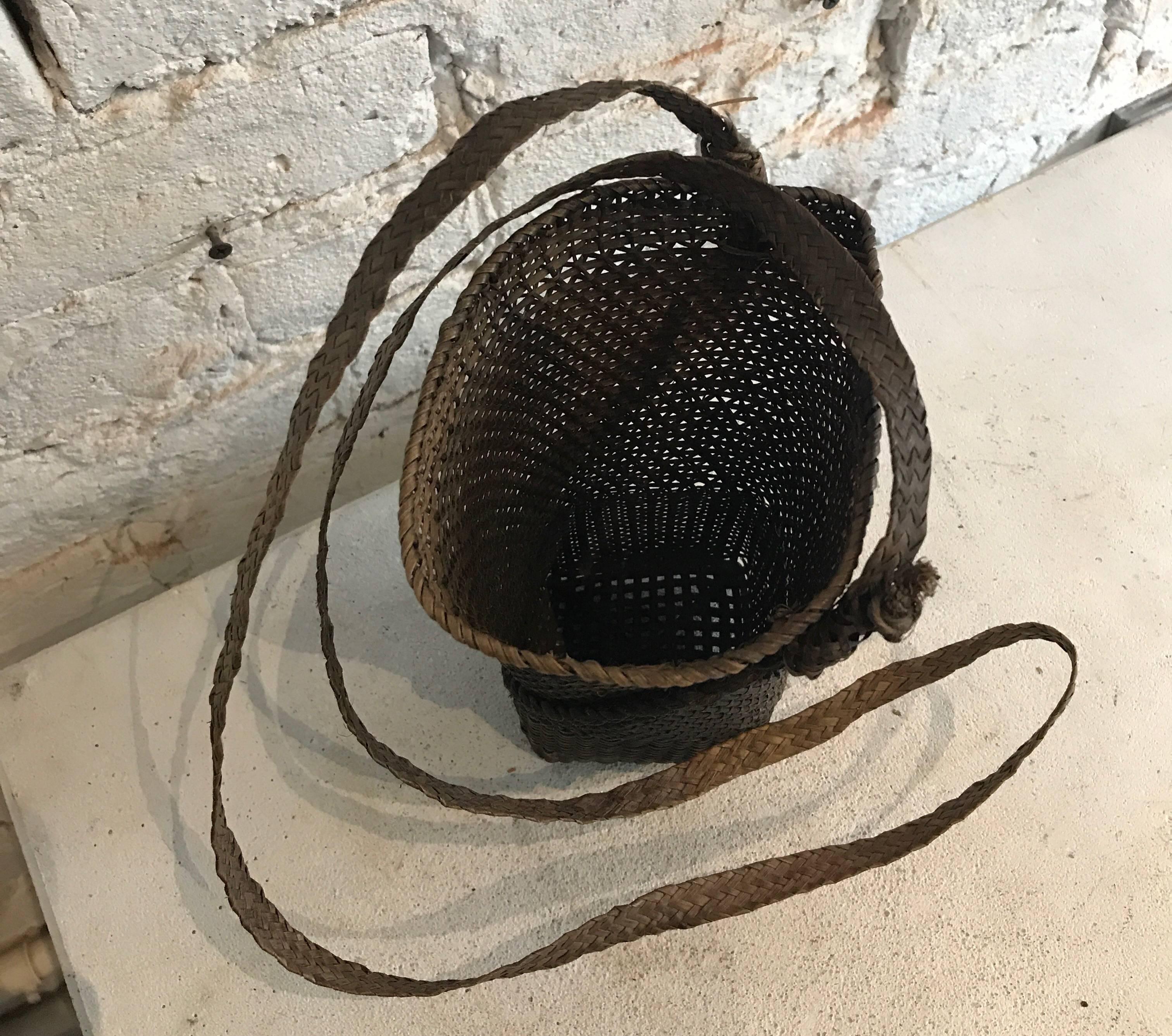 Late 19th Century Japanese Hand-Woven Basket with Woven Strap 2