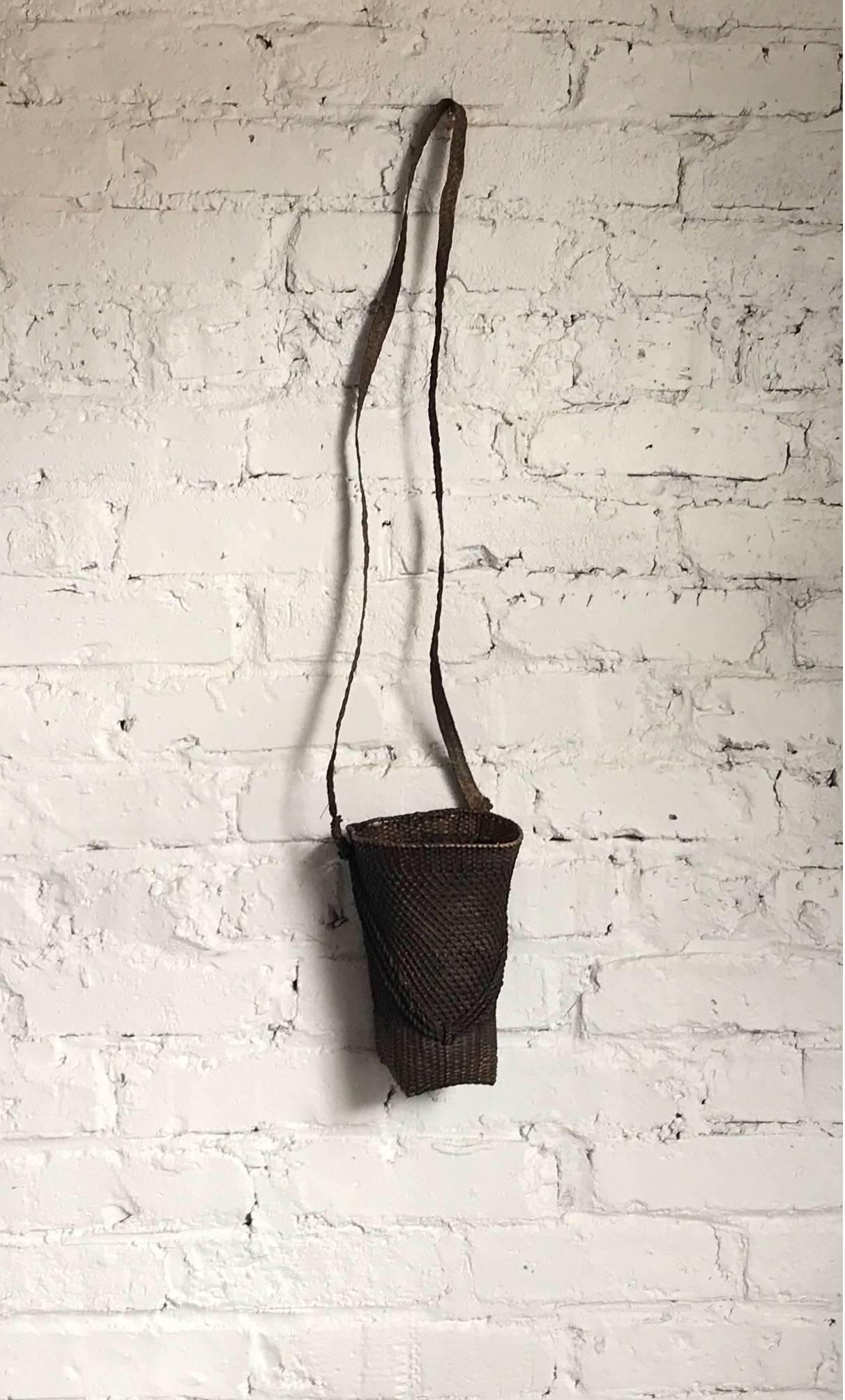 Late 19th Century Japanese Hand-Woven Basket with Woven Strap 4