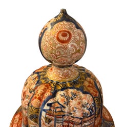 Vase de sol japonais en porcelaine nervurée de style Imari, fin du XIXe siècle