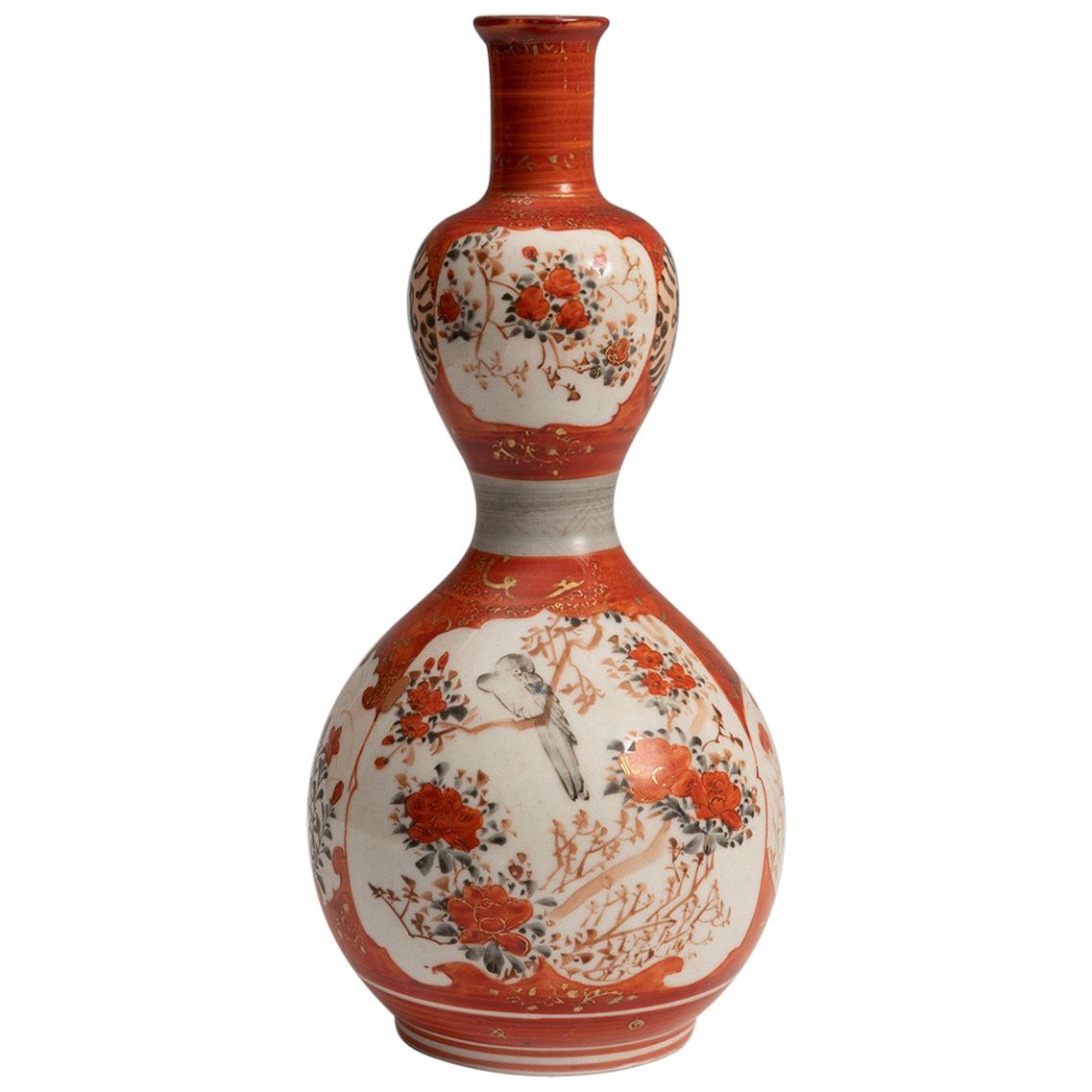 Late 19th Century Japanese Kutani Double Gourd Form Porcelain Vase