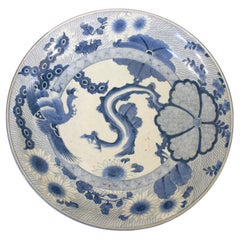 Late 19th Century Japanese Massive Scale Arita Blue & White Charger