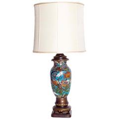 Late 19th Century Japanese Meiji Cloisonne Vase as Custom Lamp