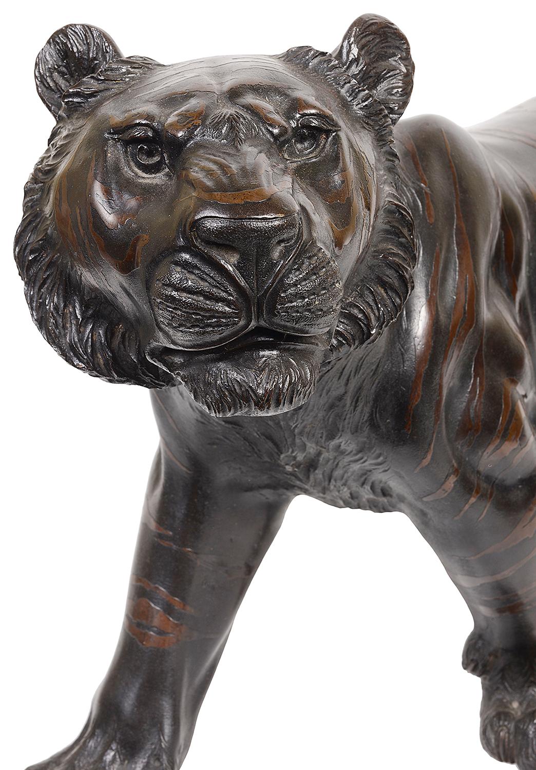 Patinated Late 19th Century Japanese Meiji Period Bronze Tiger