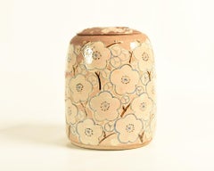 Late 19th Century Japanese Pottery Hibachi with Cherry Blossom Signed Kenzan