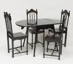 Late 19th Century Japanese Tea Table With Four Chairs - Set of 5