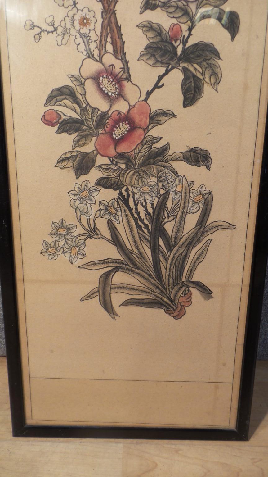 Late 19th Century Japanese Watercolor Painting Paper Panels Signed and Framed For Sale 1