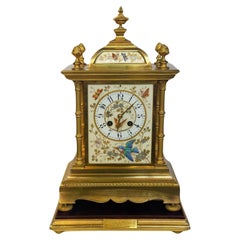 Antique Late 19th Century Japonisme Gilt Metal Mantel Clock by Curtis & Horspool, Paris