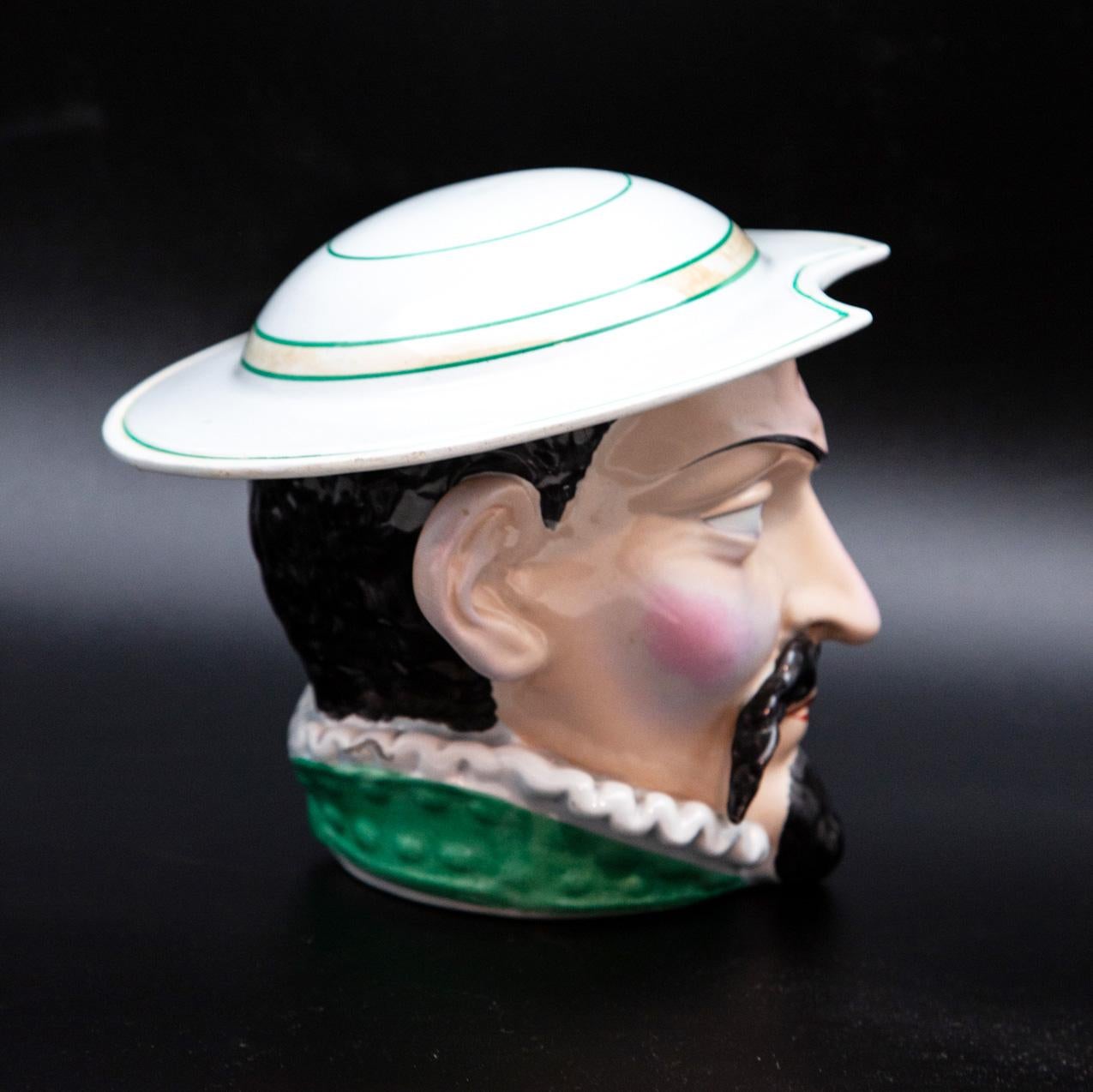Late Victorian Late 19th Century J.B. Cappellemans Don Quixote Ceramic Tobacco Jar