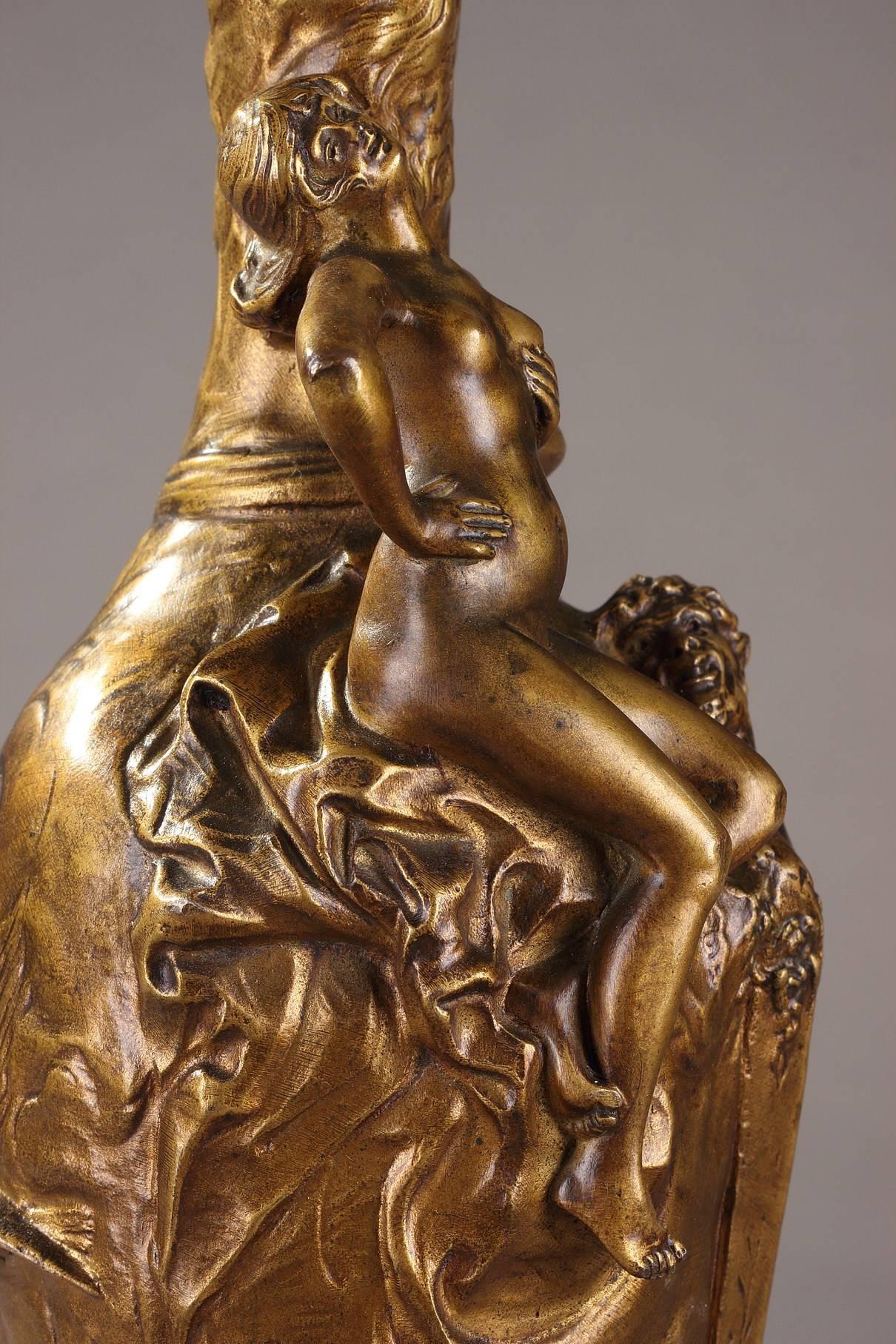 Art Nouveau Late 19th Century Jules Meliodon Bronze-Mounted Vase, Louchet Foundry