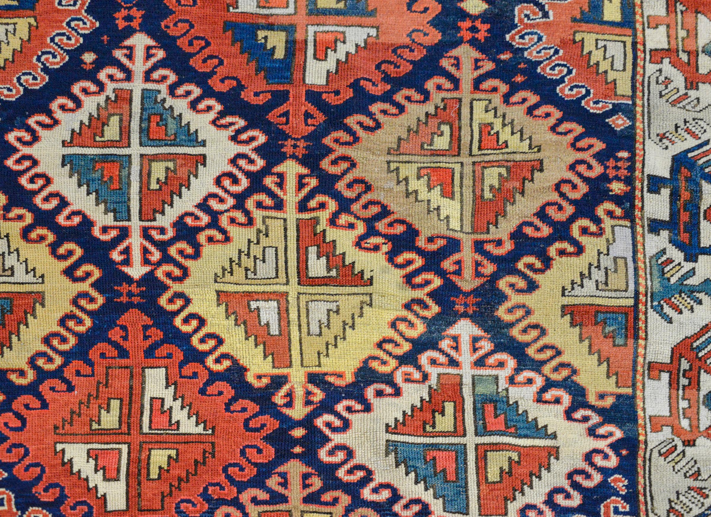 Kazak-Teppich aus dem späten 19. (Aserbaidschanisch)