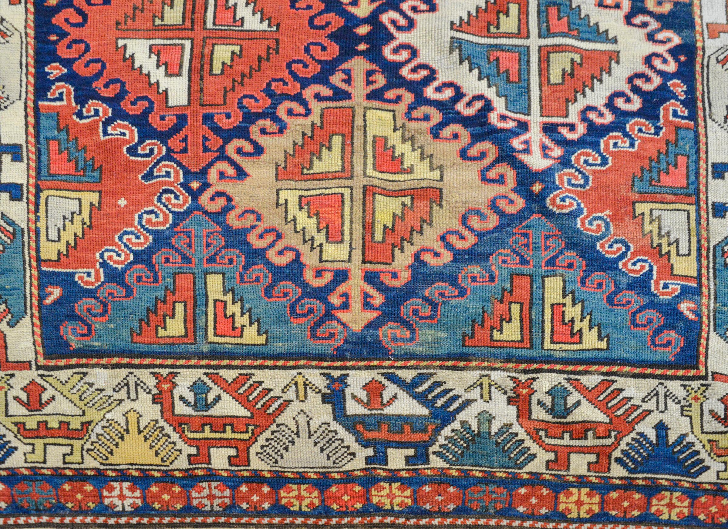 Kazak-Teppich aus dem späten 19. (Wolle)