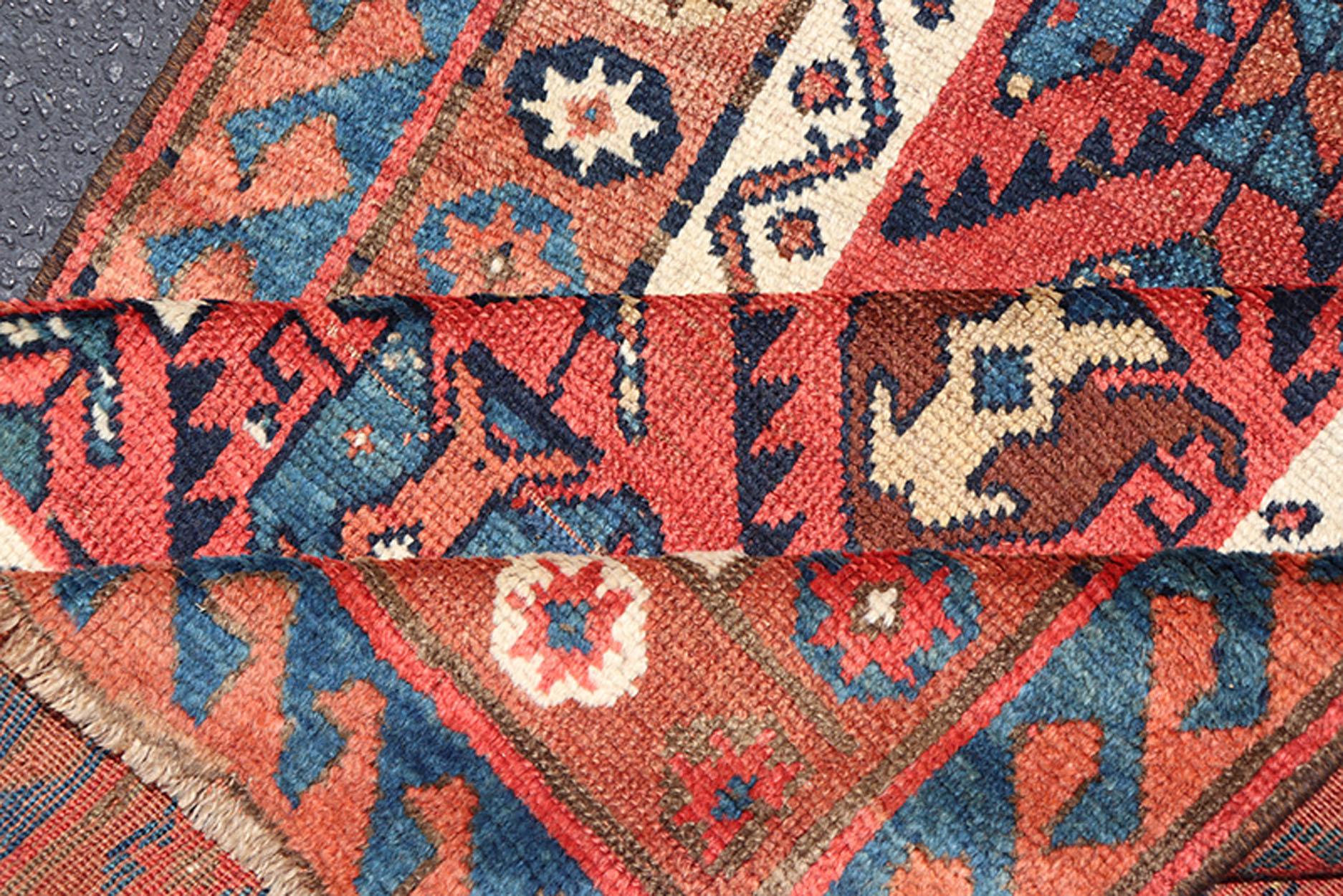 Late 19th Century Kazak Runner Featuring All-Over Geometric Tribal Motifs For Sale 4